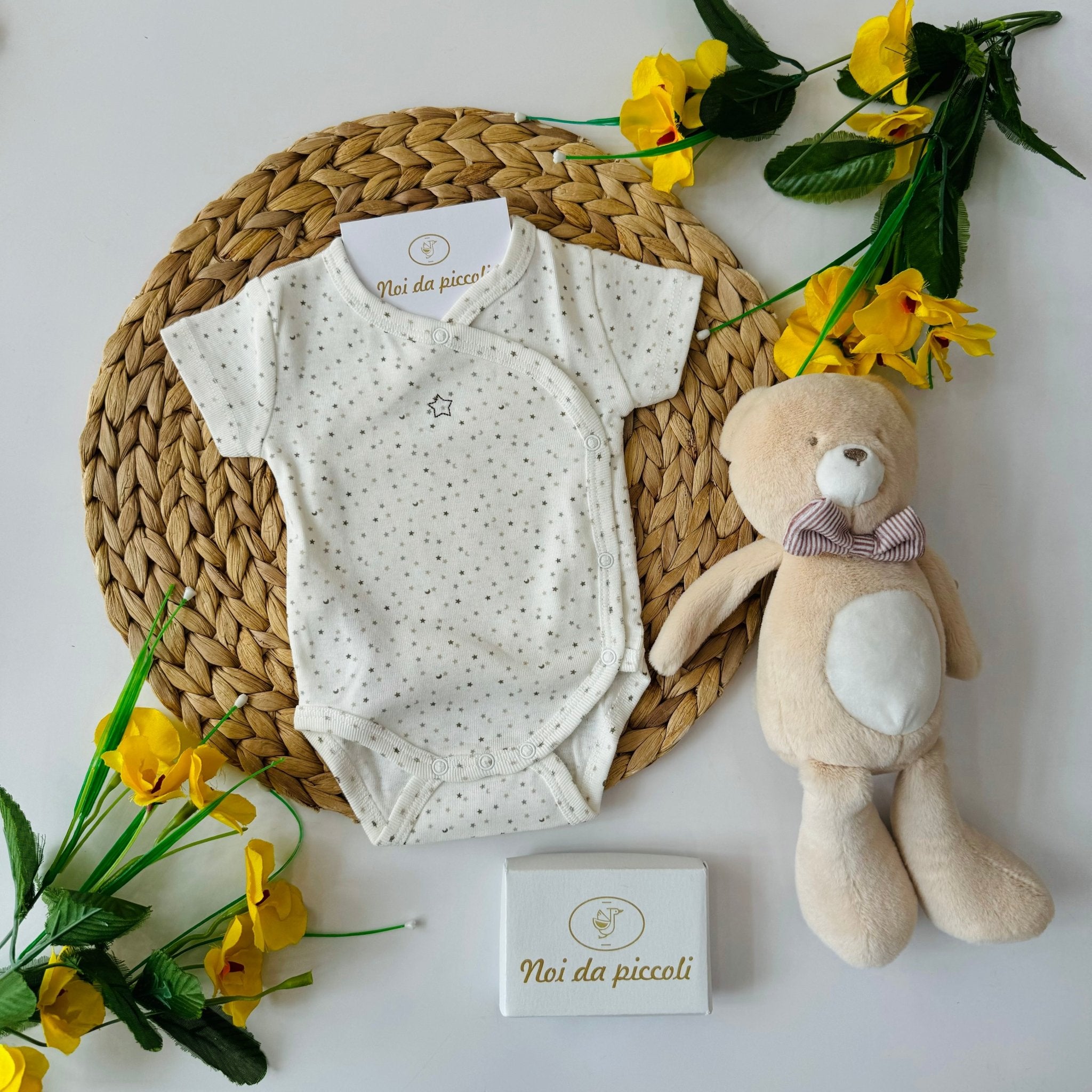 BODY BIANCO STELLINA BEIGE CALDO COTONE - Noi da piccoli