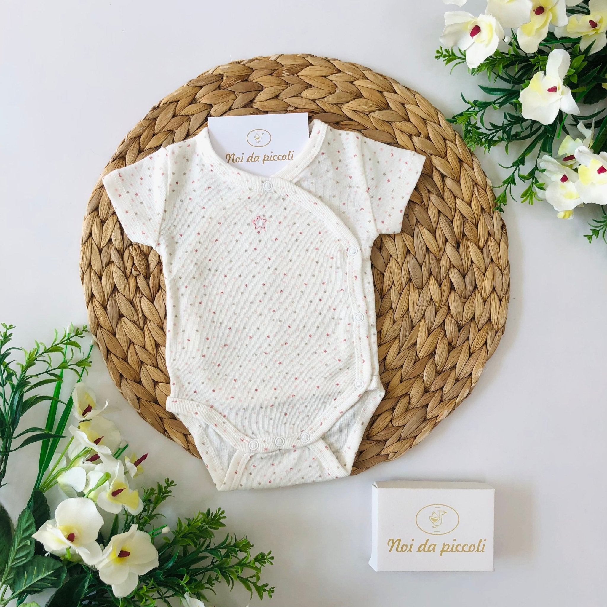 BODY BIANCO STELLINA ROSA E BEIGE - Noi da piccoli