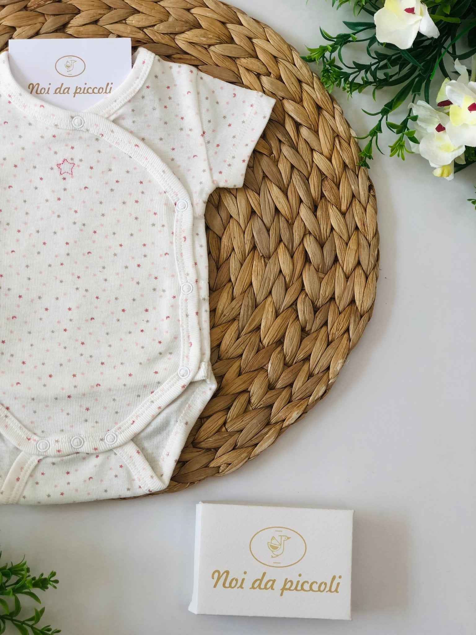 BODY BIANCO STELLINA ROSA E BEIGE - Noi da piccoli