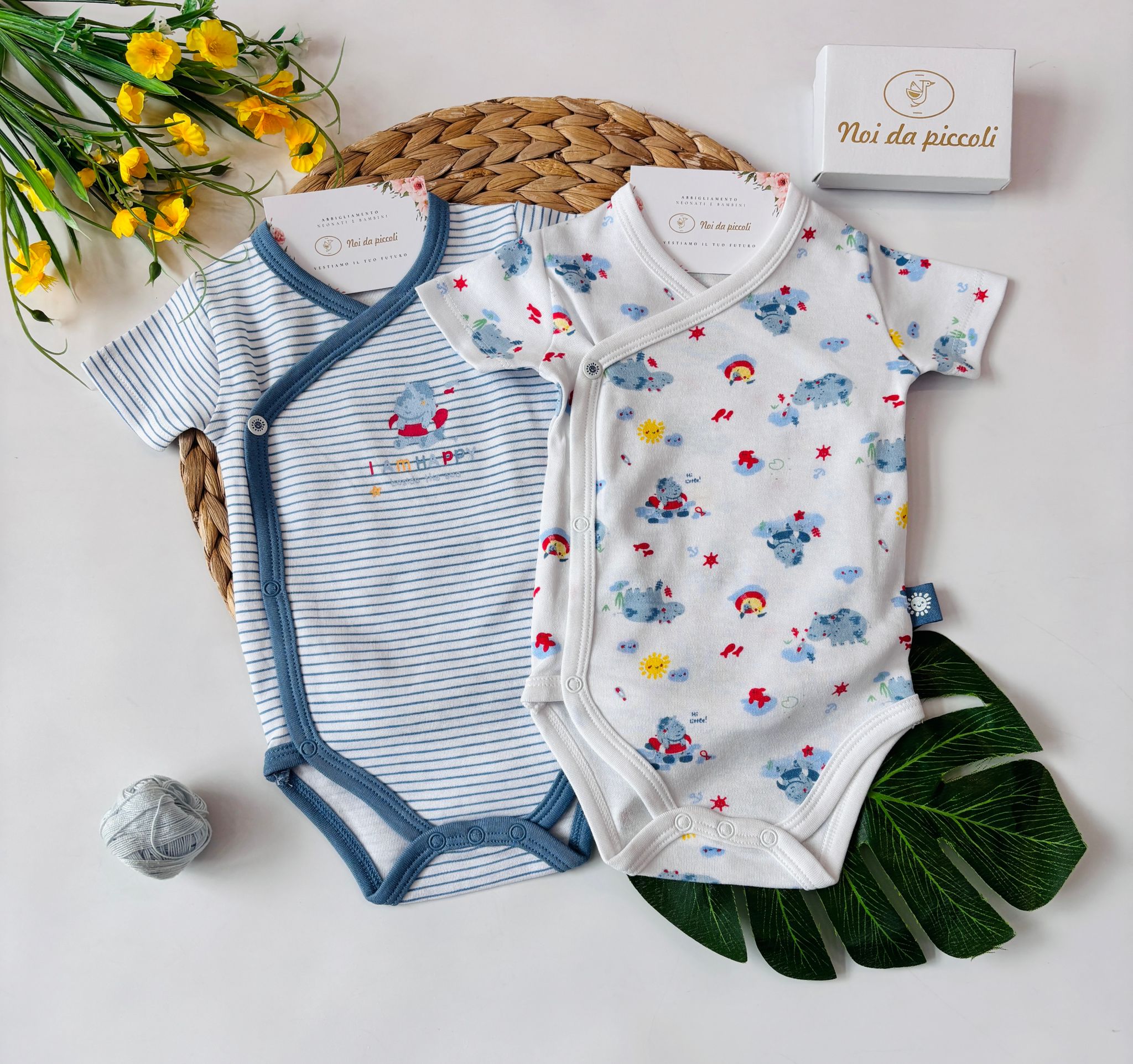 BODY BIPACK IN COTONE BIANCO CIELO - Noi da piccoli