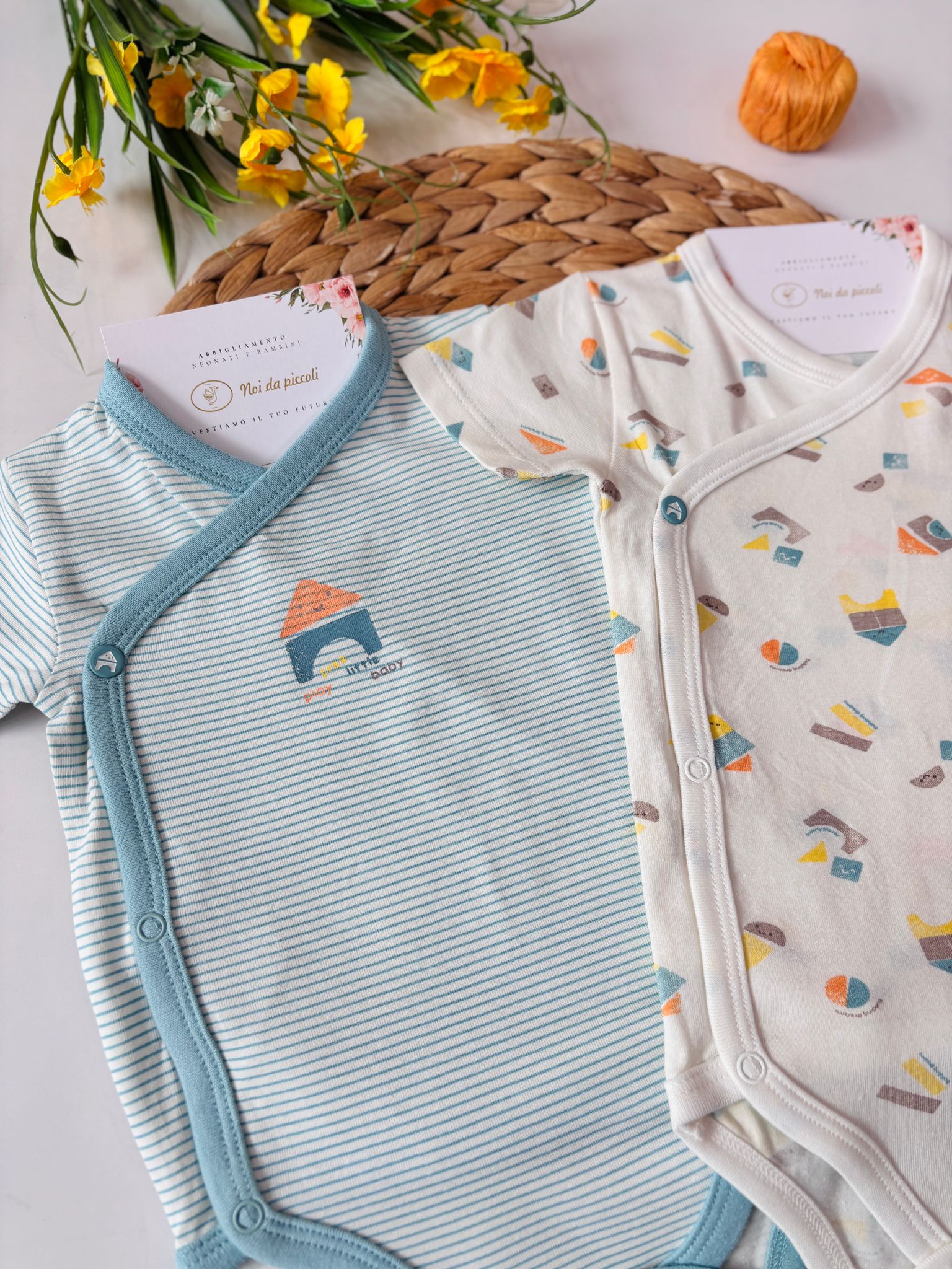 BODY BIPACK IN COTONE BIANCO VERDE - Noi da piccoli