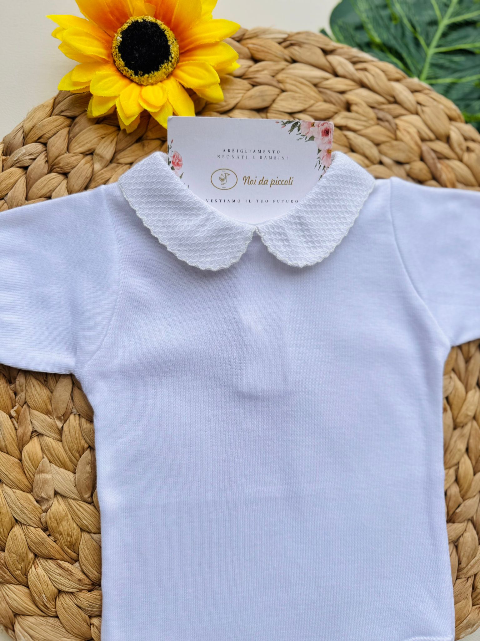 BODY IN COTONE A MANICA CORTA BIANCO - Noi da piccoli