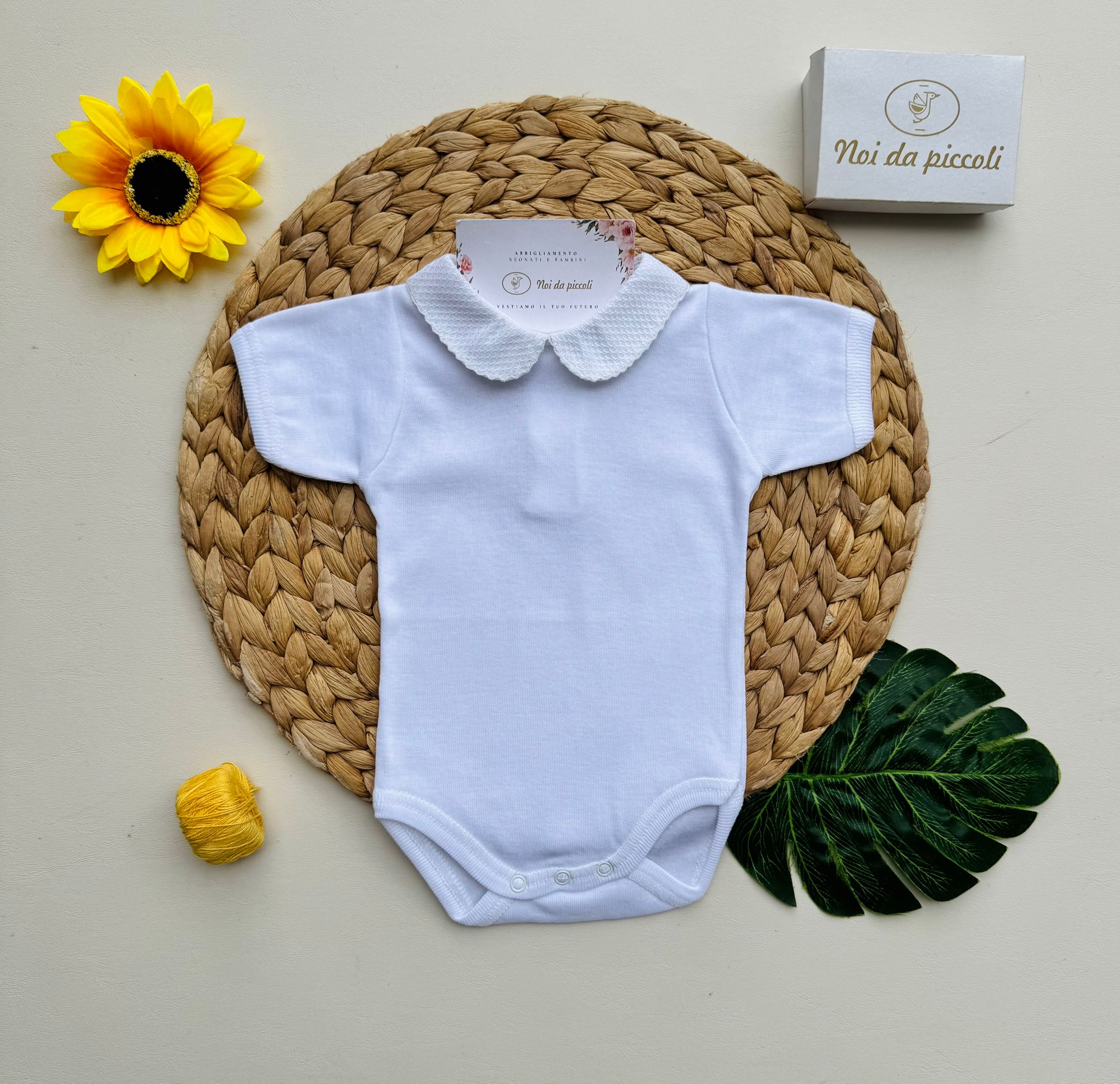 BODY IN COTONE A MANICA CORTA BIANCO - Noi da piccoli