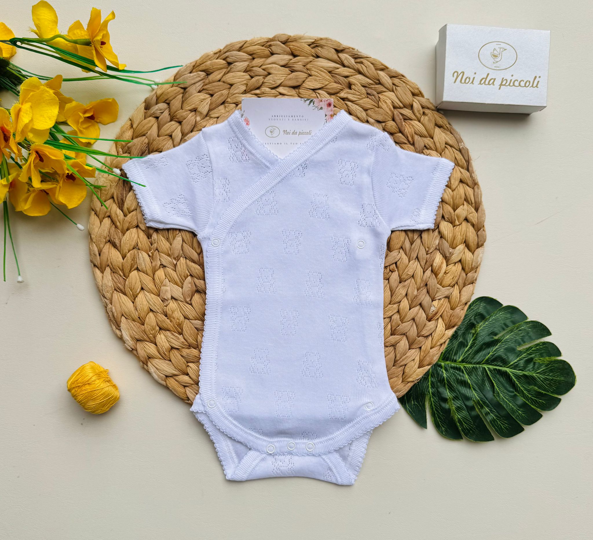 BODY IN COTONE ANTIPANICO CON ORSETTI BIANCO - Noi da piccoli