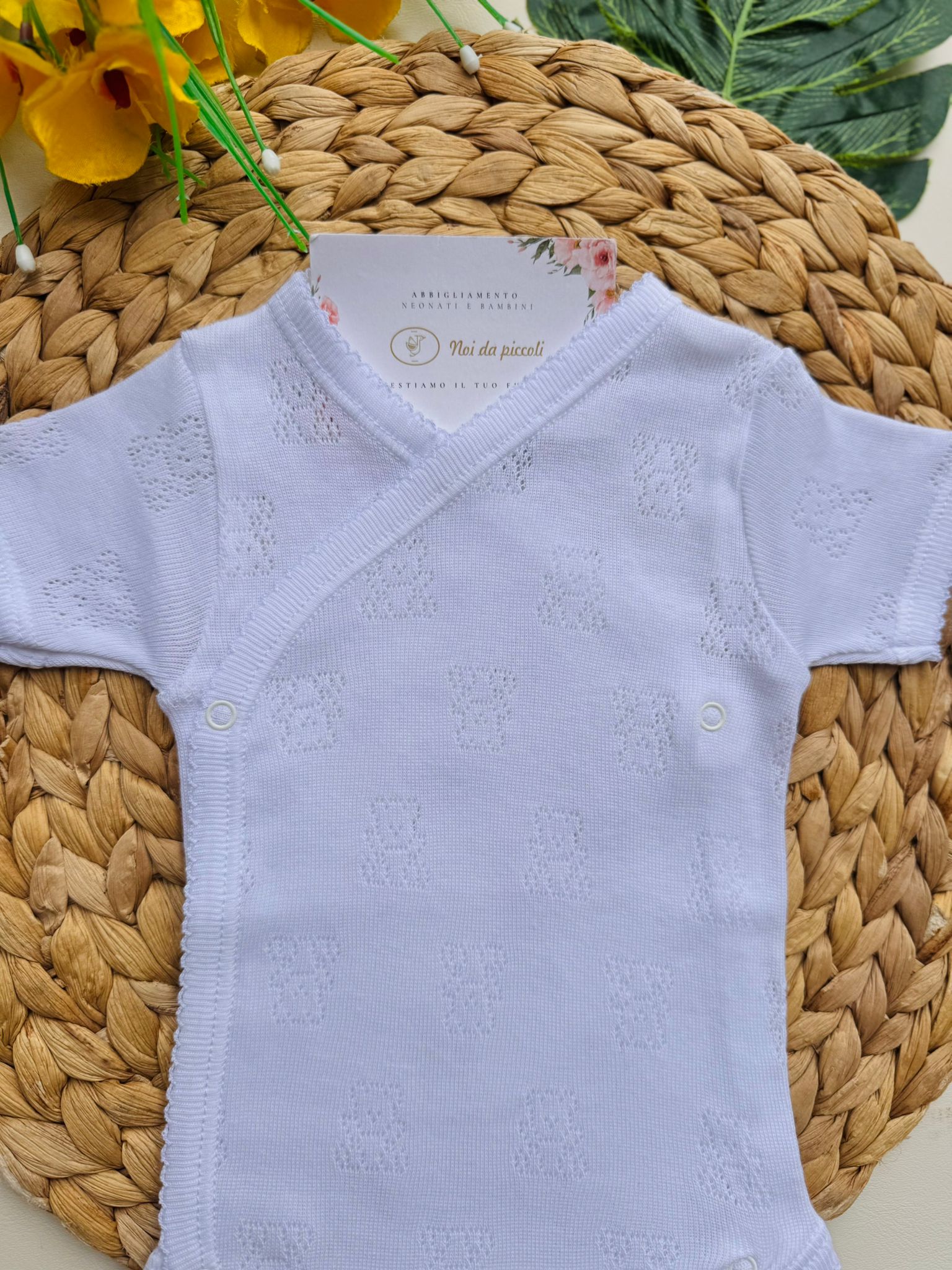 BODY IN COTONE ANTIPANICO CON ORSETTI BIANCO - Noi da piccoli