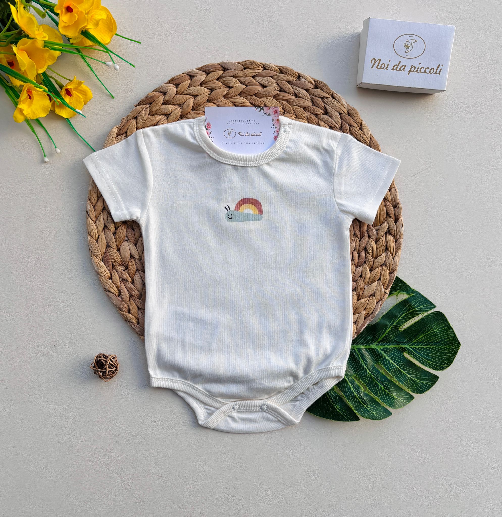 BODY IN COTONE CON DISEGNINI BIANCO - Noi da piccoli