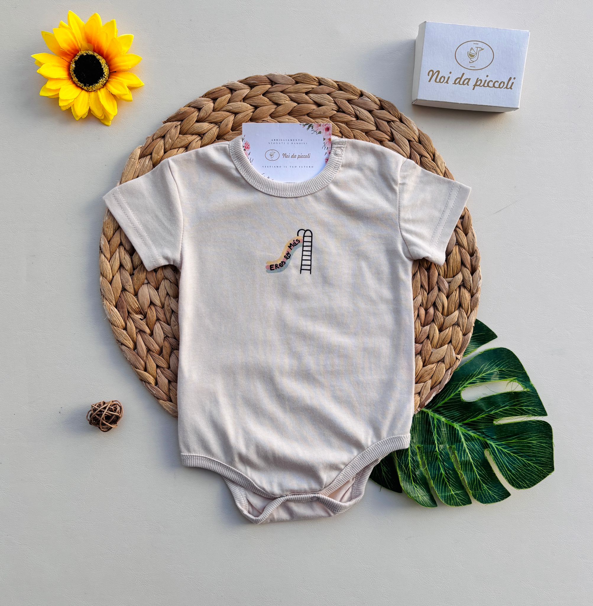 BODY IN COTONE CON DISEGNINI CREMA - Noi da piccoli