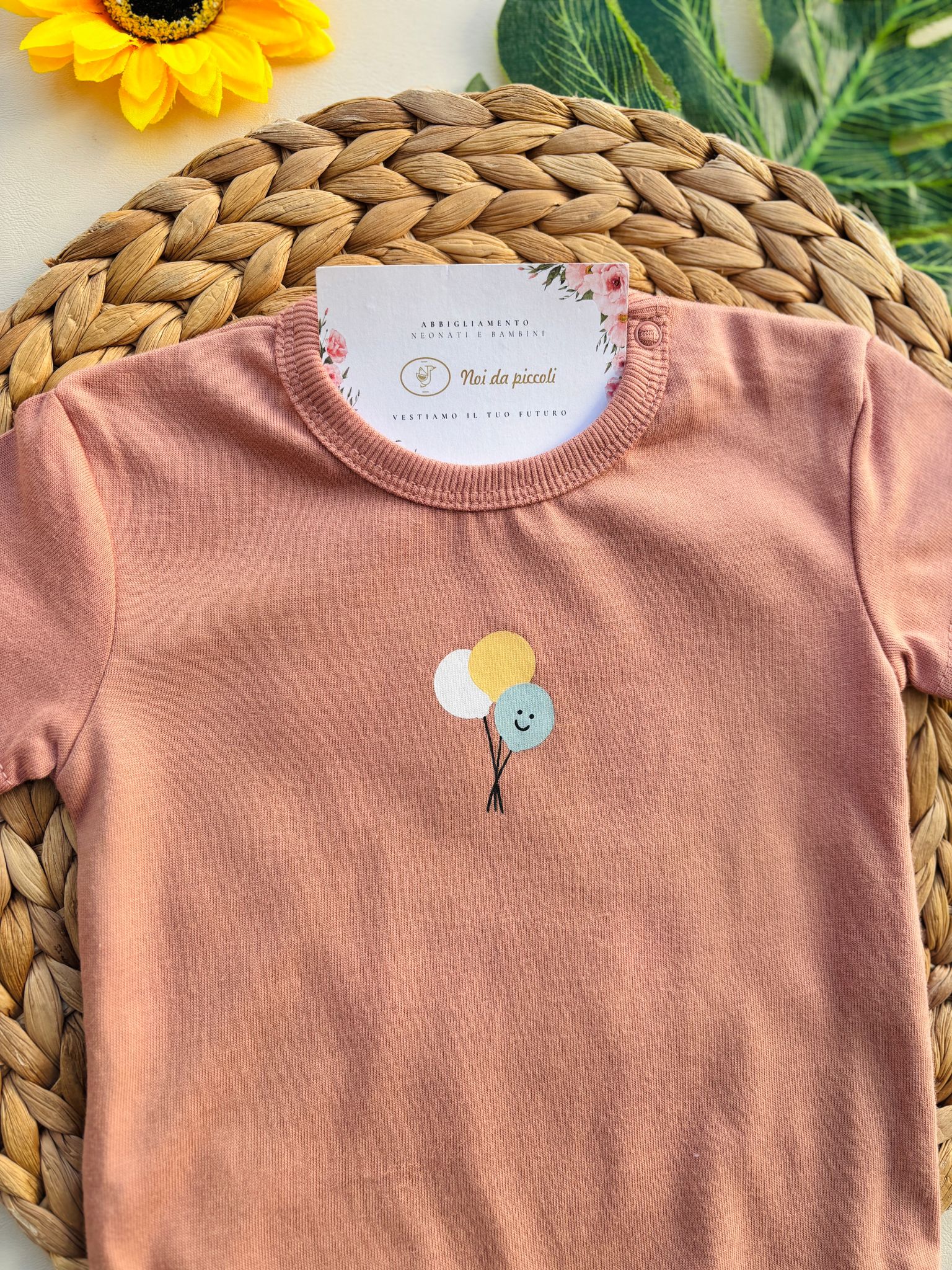 BODY IN COTONE CON DISEGNINI TERRACOTA - Noi da piccoli