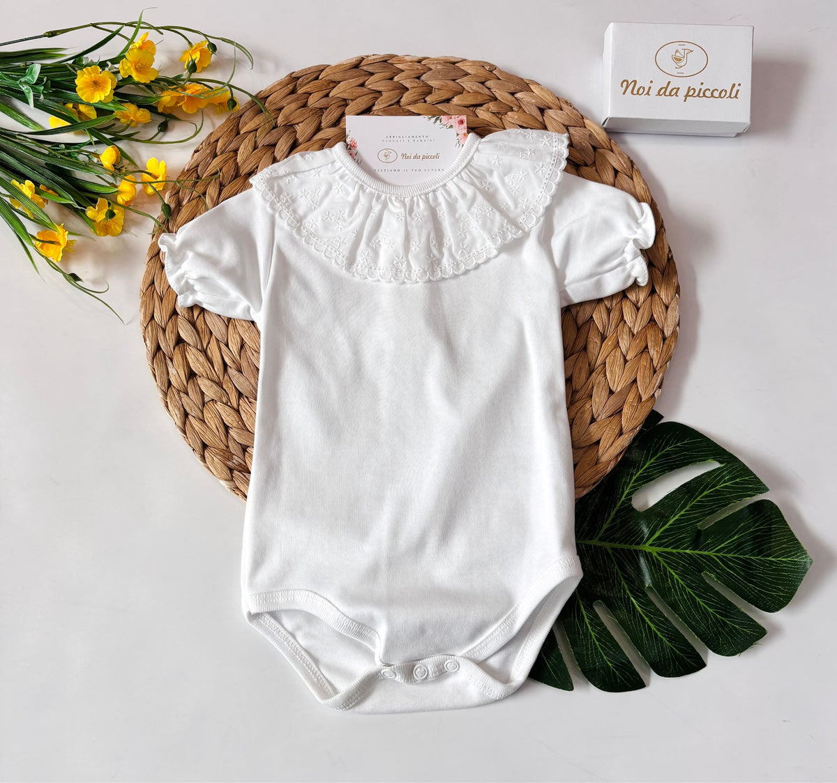 BODY IN COTONE CON STELLINE BIANCO - Noi da piccoli