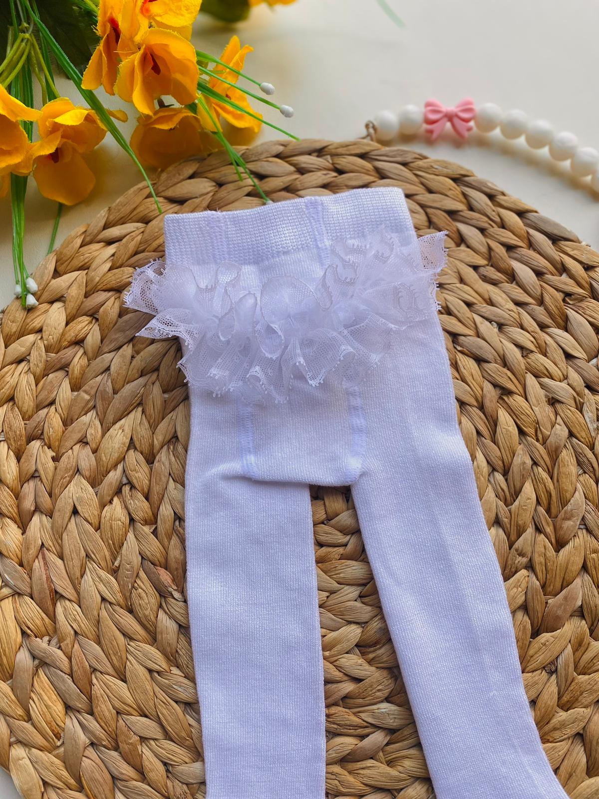 CALZE CON TULLE IN FILATO CALDO FILATO CALDO BLANCO - Noi da piccoli