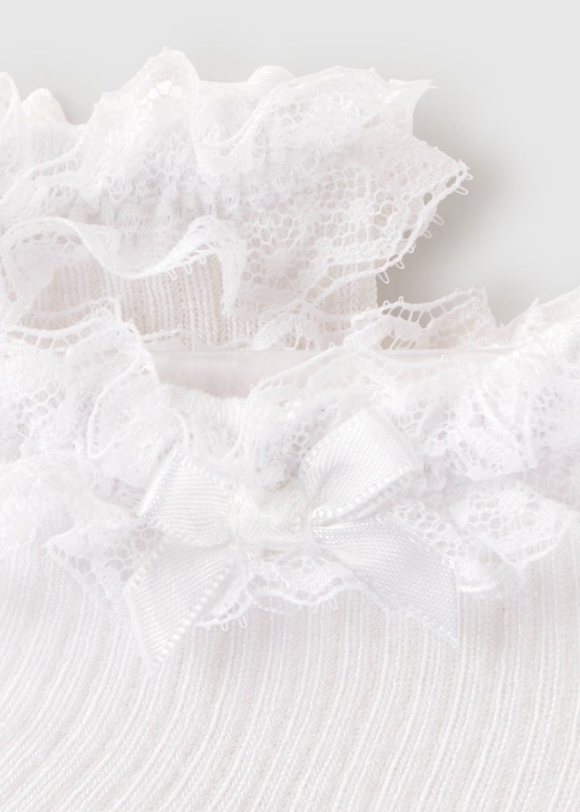 CALZINI CON RICAMI E FIOCCHETTI BIANCO - Noi da piccoli