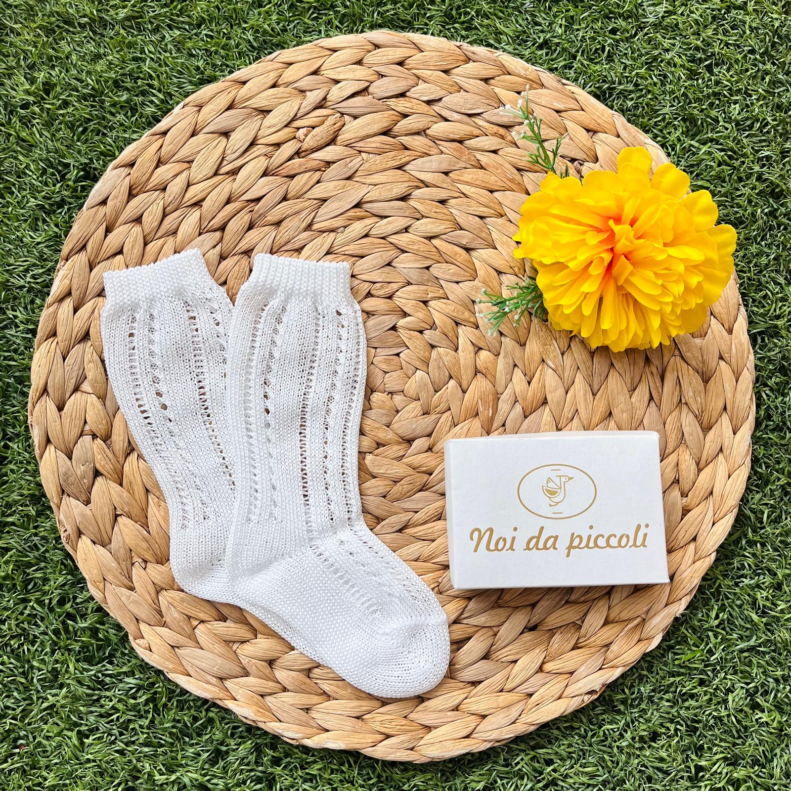 CALZINO ALTO 100% FILO DI SCOZIA Bianco - Noi da piccoli