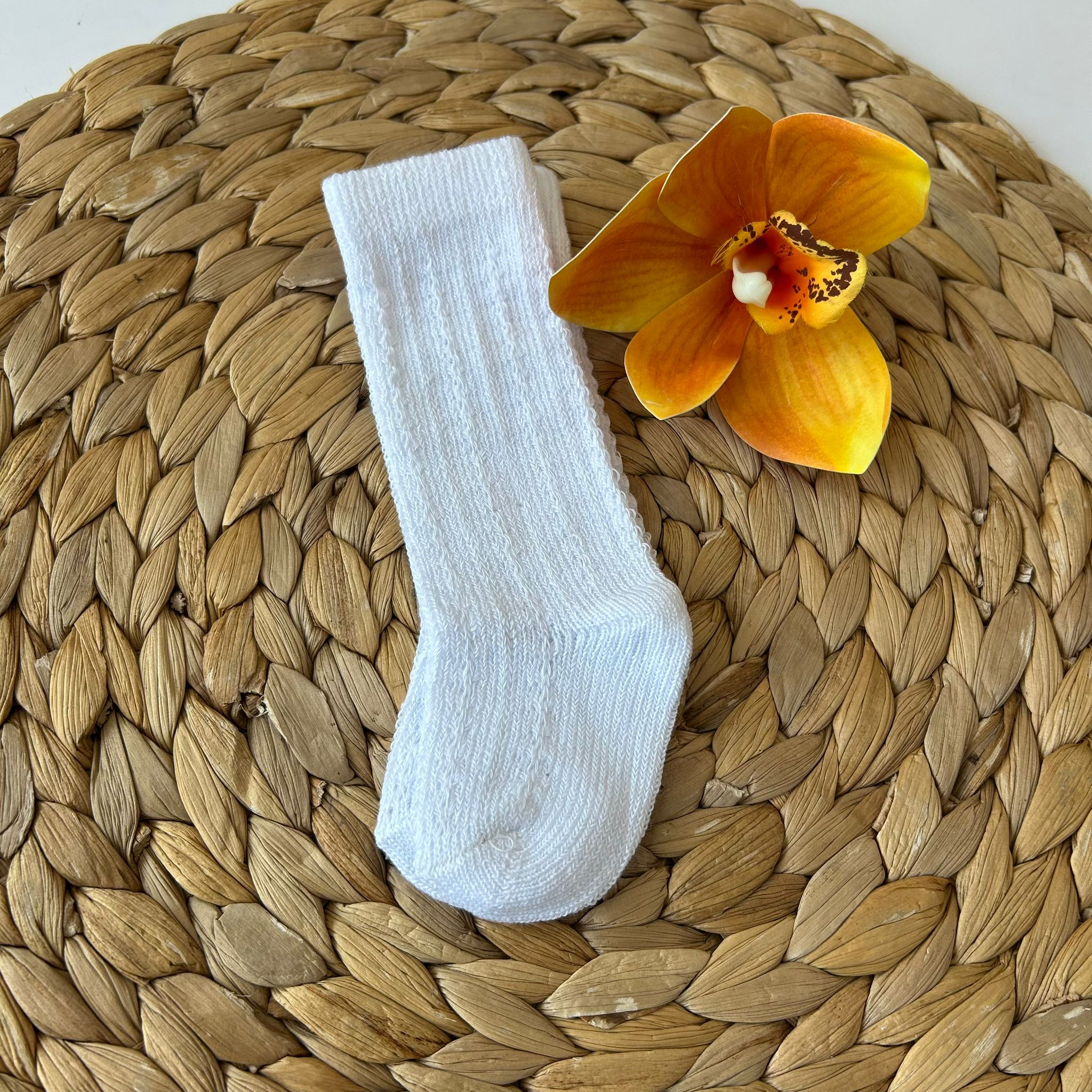 CALZINO ALTO TRAMATO COTONE CALDO PANNA - Noi da piccoli