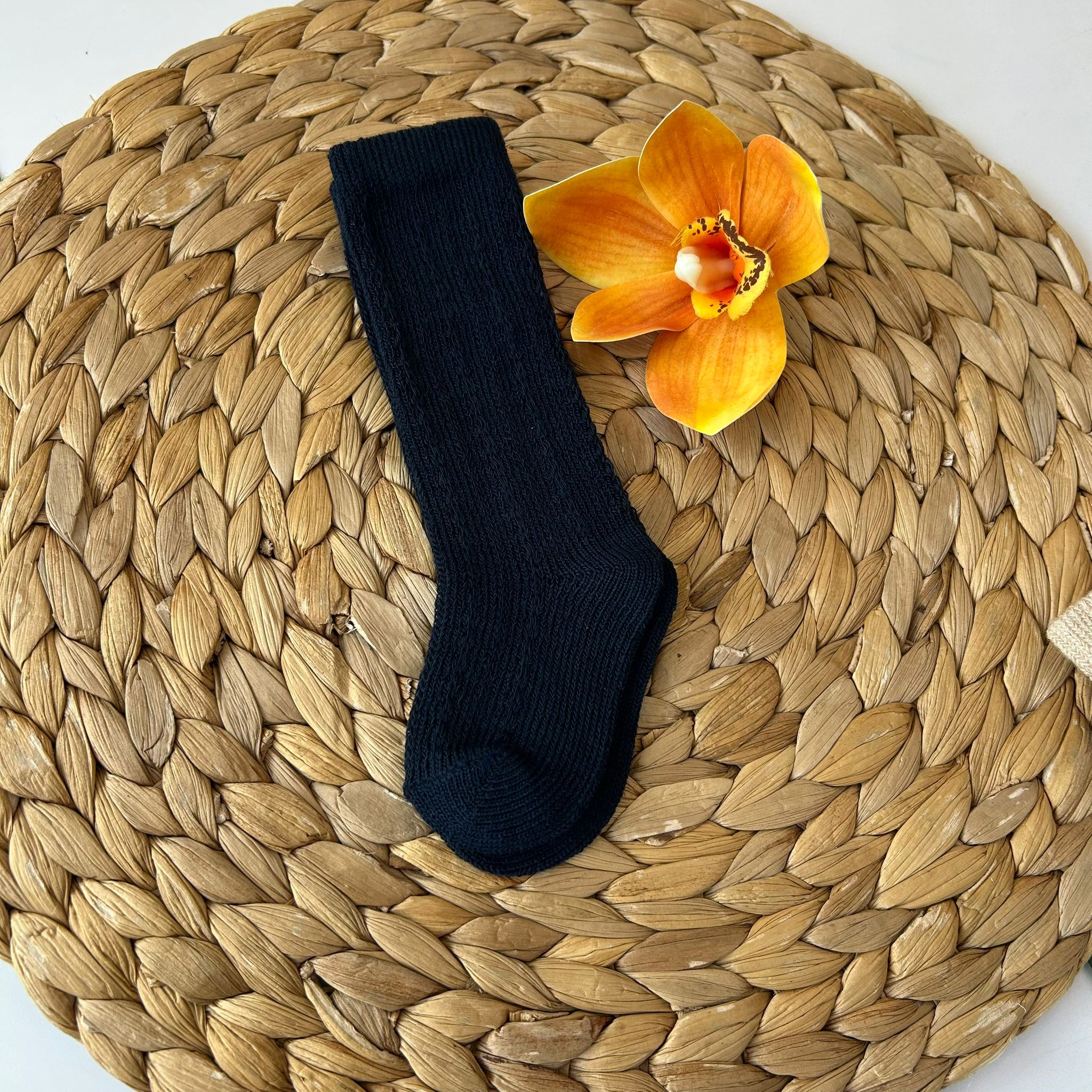 CALZINO ALTO TRAMATO COTONE CALDO PANNA - Noi da piccoli