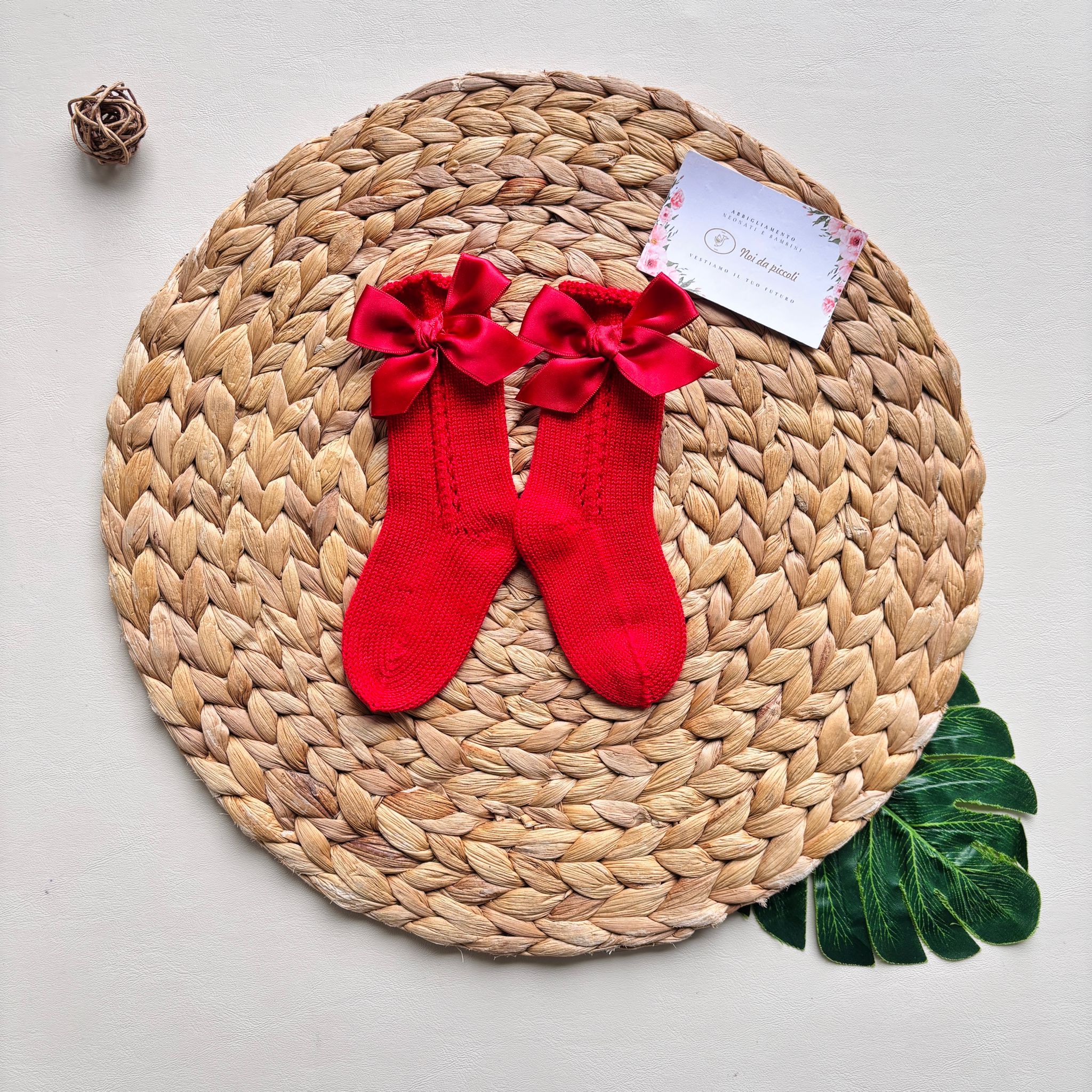 CALZINO IN COTONE CON FIOCCHETTI rojo - Noi da piccoli