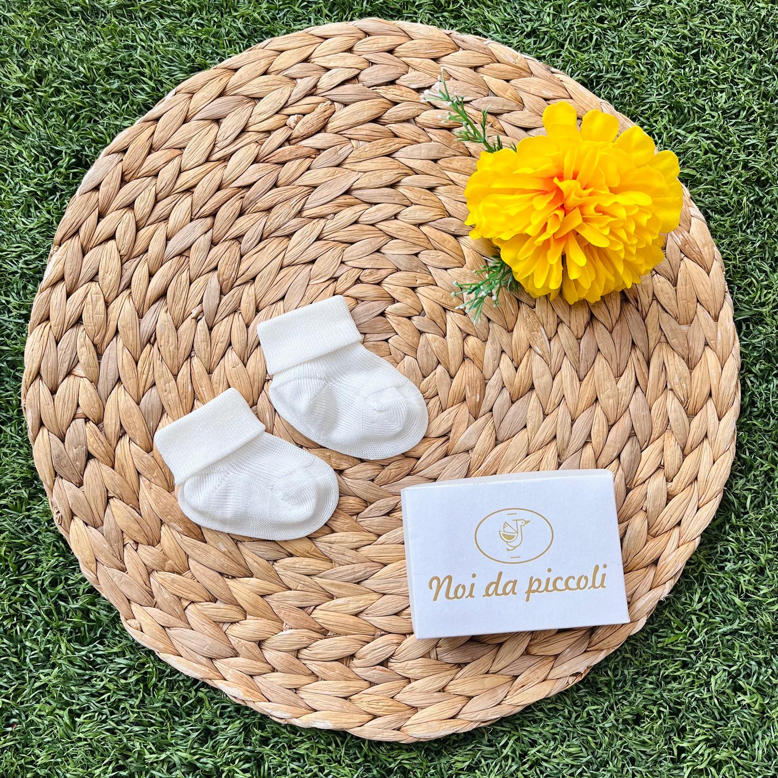 CALZINO NASCITA 100 % COTONE Avorio - Noi da piccoli