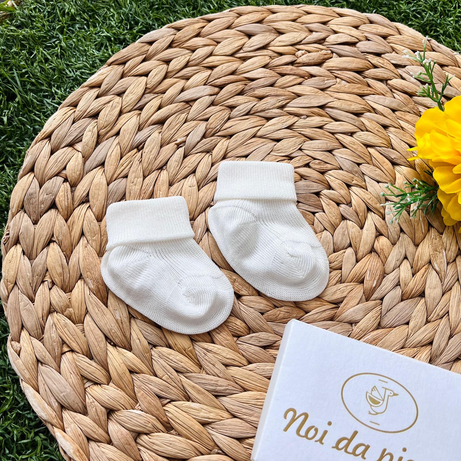 CALZINO NASCITA 100 % COTONE Avorio - Noi da piccoli