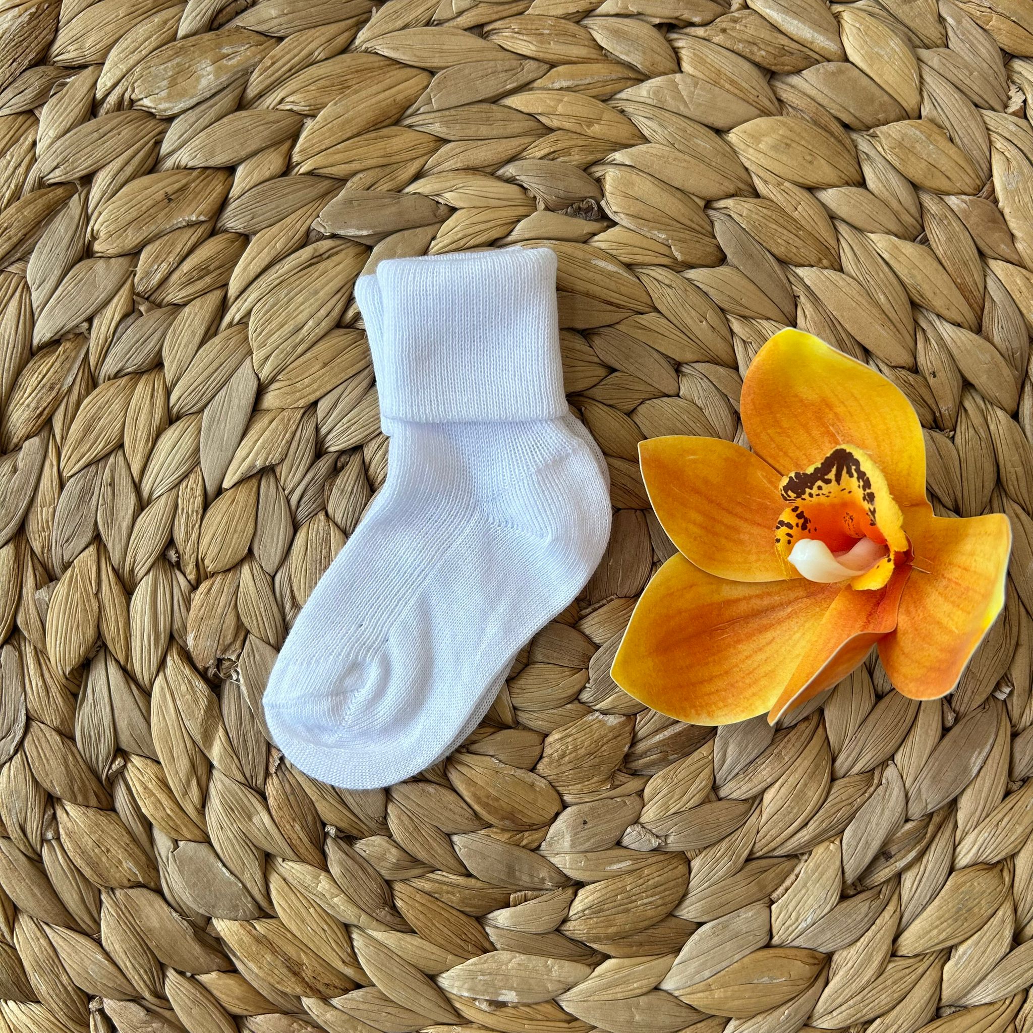 CALZINO NASCITA RISVOLTO 100% CALDO COTONE ROSA CIPRIA - Noi da piccoli