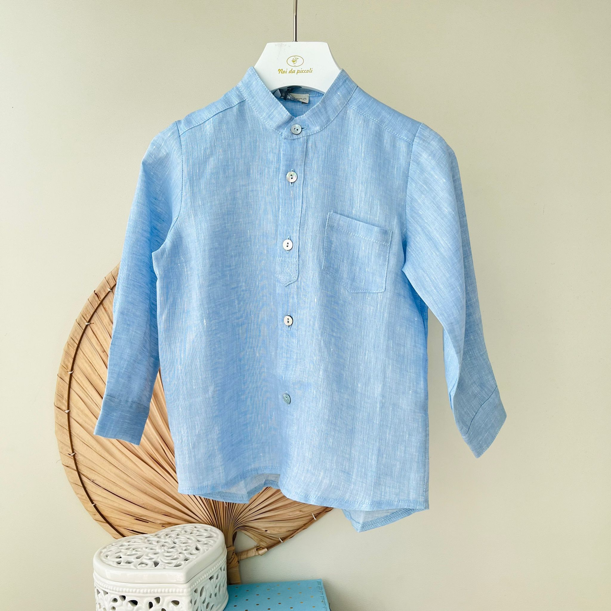 CAMICIA 100% LINO CIELO - Noi da piccoli