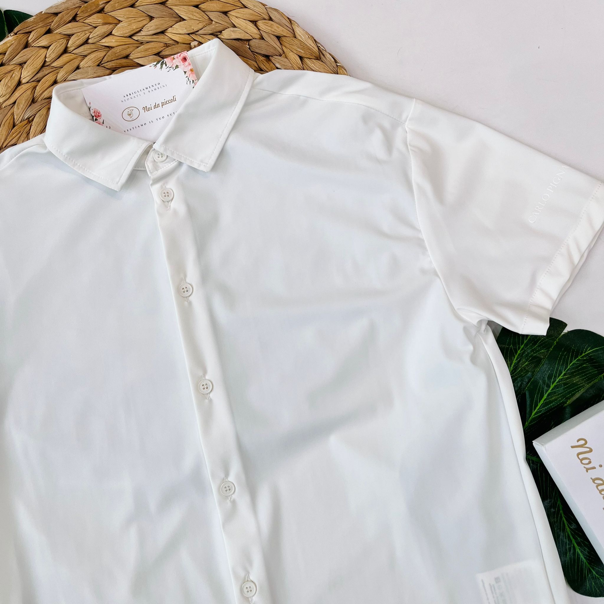 CAMICIA BIANCO MEZZA MANICA COTONE FRESCO - Noi da piccoli