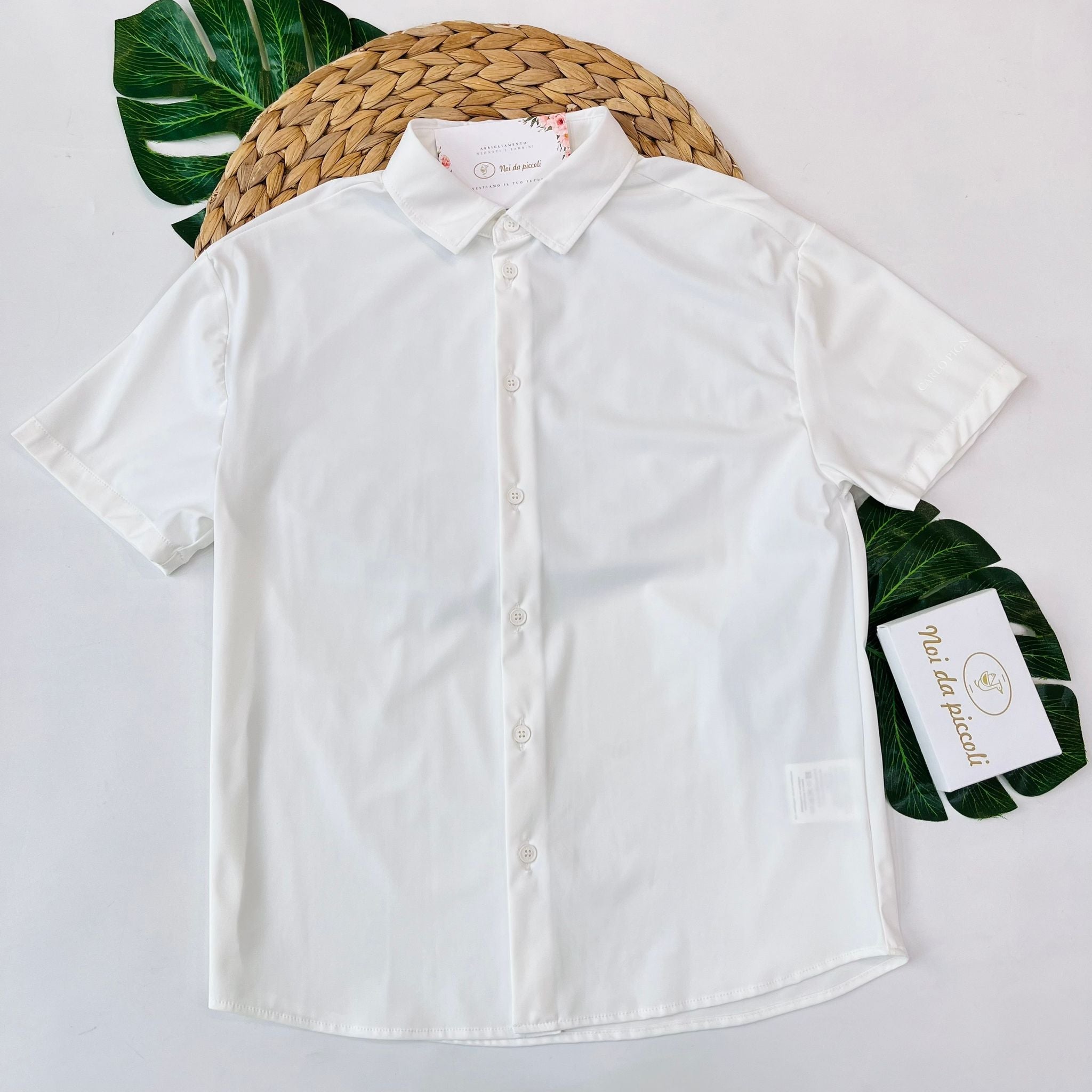 CAMICIA BIANCO MEZZA MANICA COTONE FRESCO - Noi da piccoli
