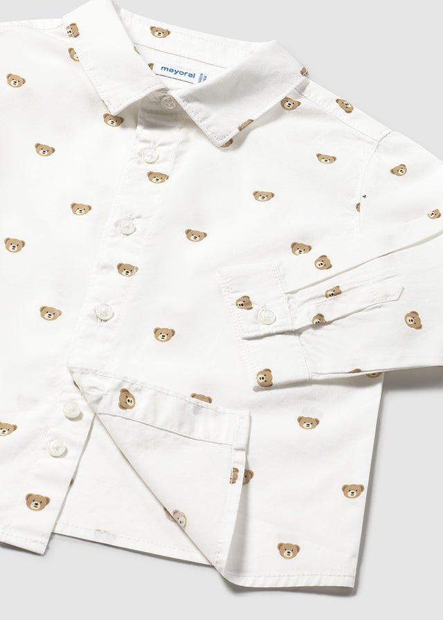 CAMICIA CON ORSETTI BIANCO BEIGE - Noi da piccoli