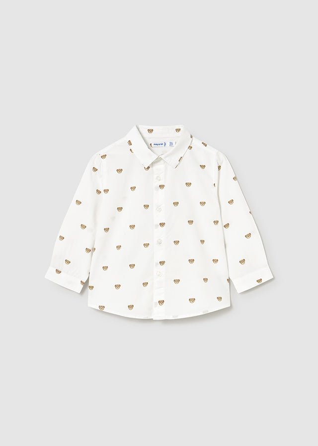 CAMICIA CON ORSETTI BIANCO BEIGE - Noi da piccoli