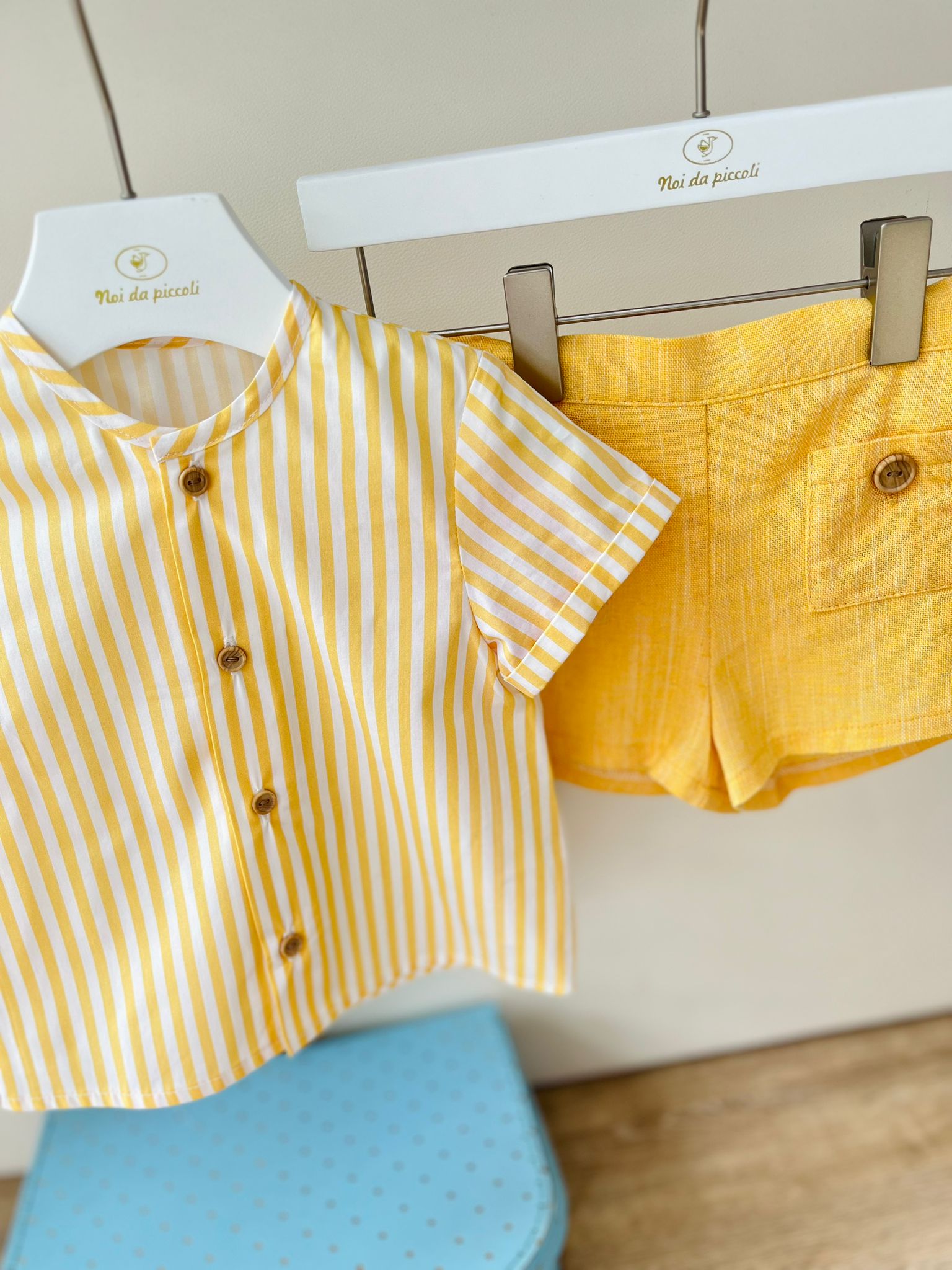CAMICIA CON PANTALONCINO LUCCA 100 % COTONE GIALLO - Noi da piccoli