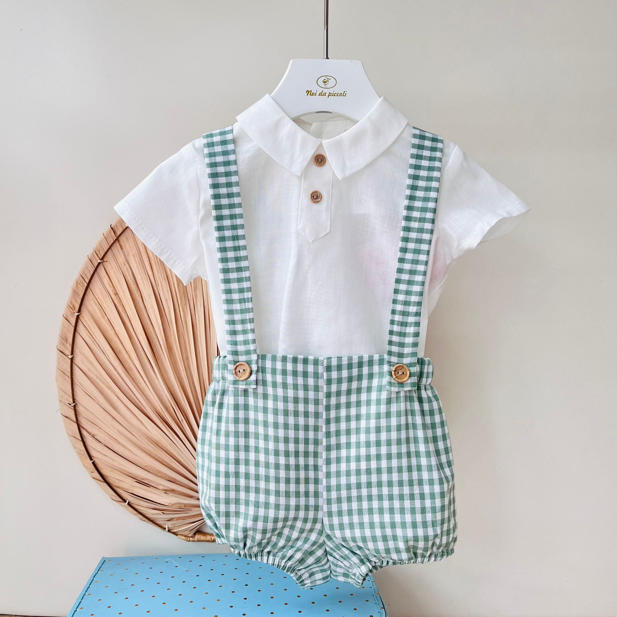 CAMICIA CON SALOPETTE TURIN 100 % COTONE VERDE - Noi da piccoli