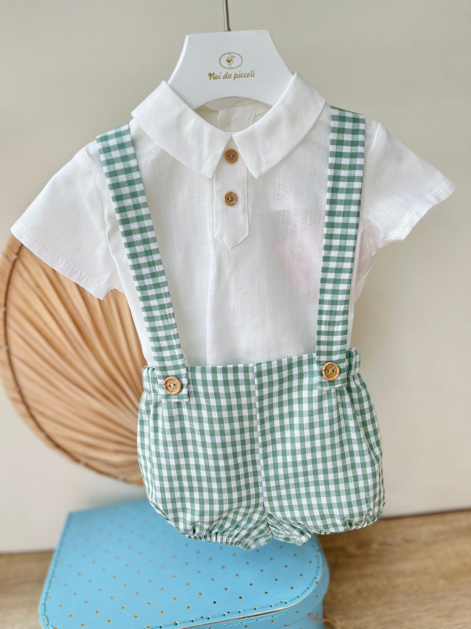CAMICIA CON SALOPETTE TURIN 100 % COTONE VERDE - Noi da piccoli