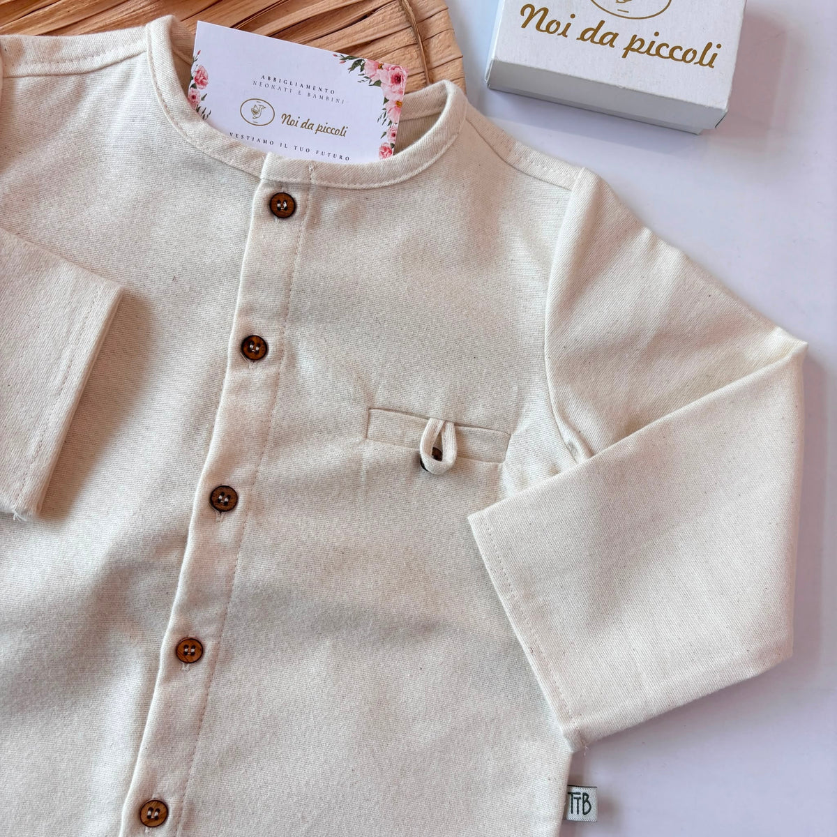 CAMICIA IN COTONE CALDO BEIGE - Noi da piccoli