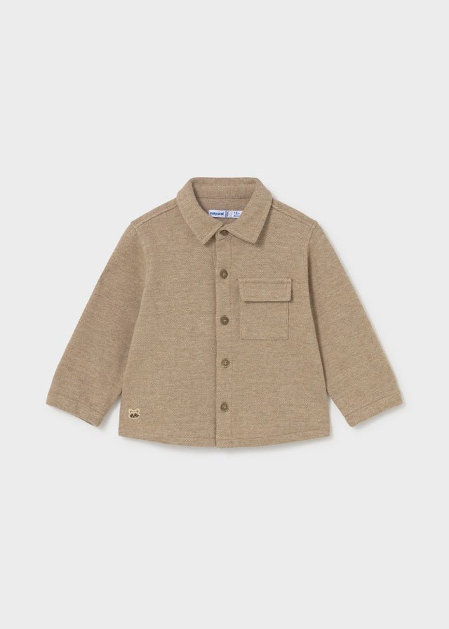 Camicia in Cotone Caldo Beige con Taschino Mayoral