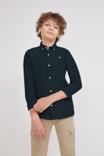 CAMICIA IN COTONE CALDO BLU - Noi da piccoli