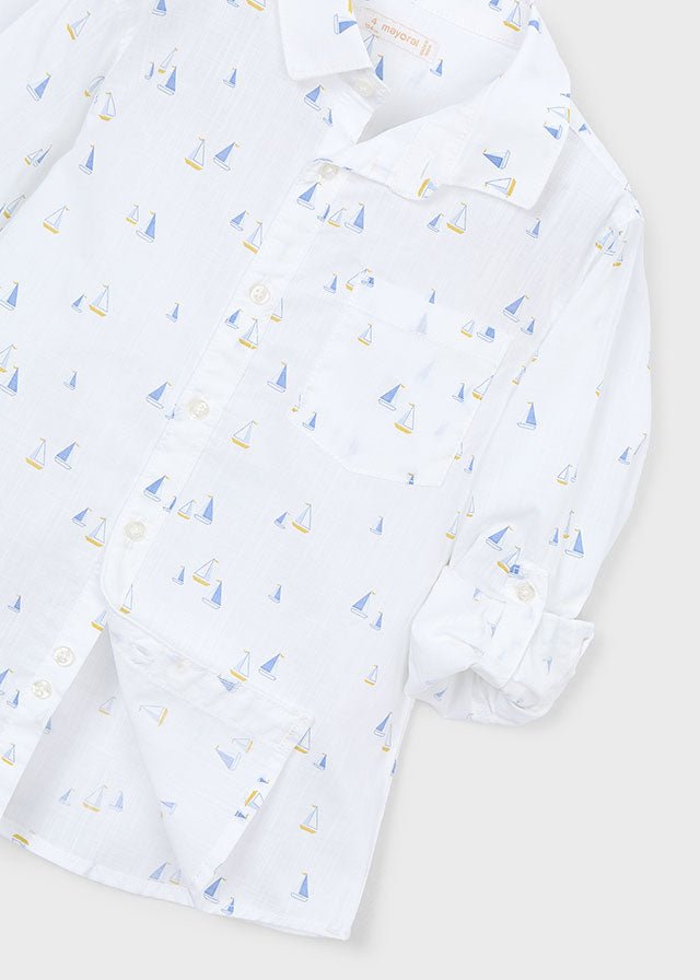 CAMICIA IN COTONE CON BARCHETTE BIANCO - Noi da piccoli