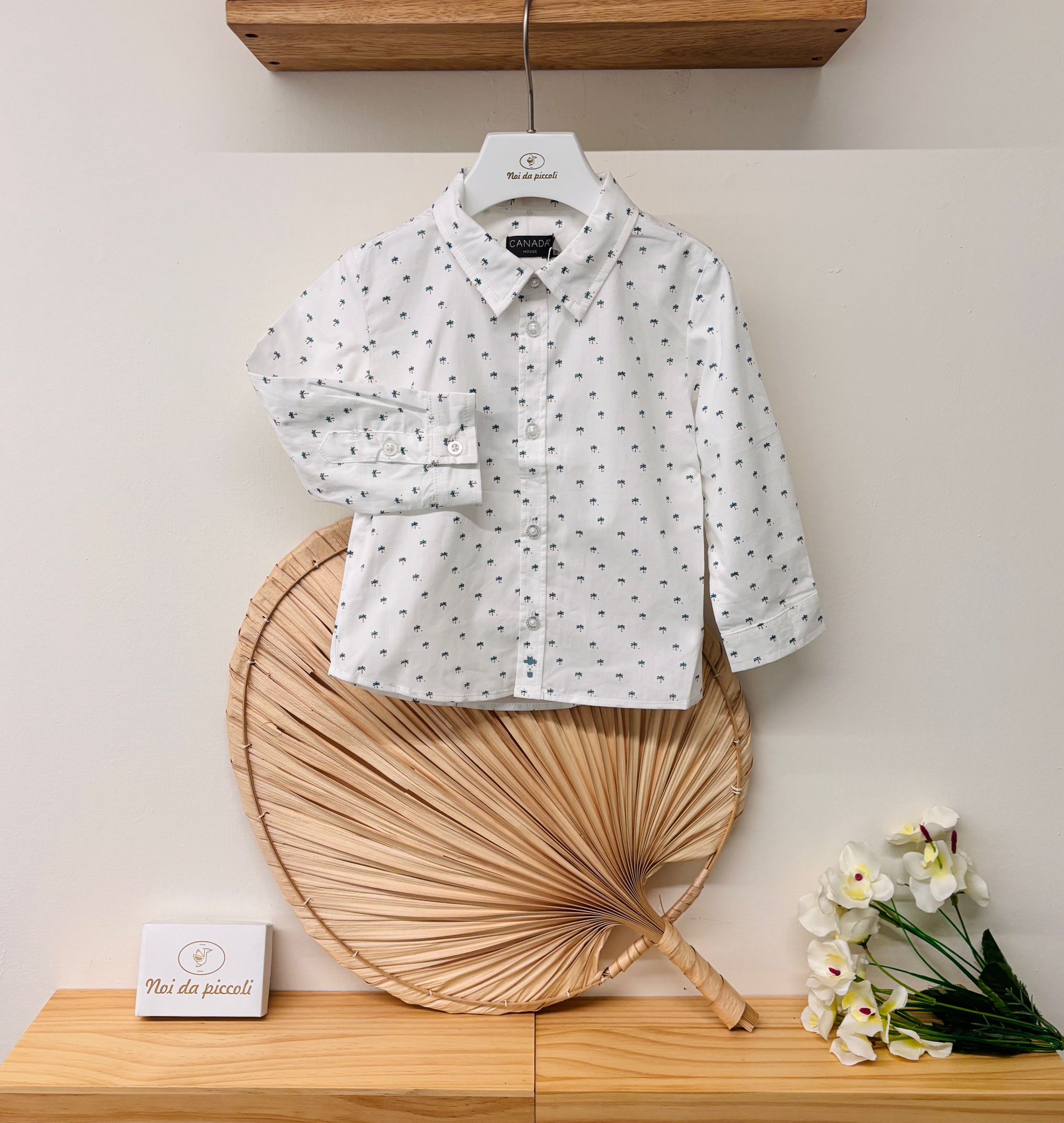CAMICIA IN COTONE CON PALME BIANCO - Noi da piccoli