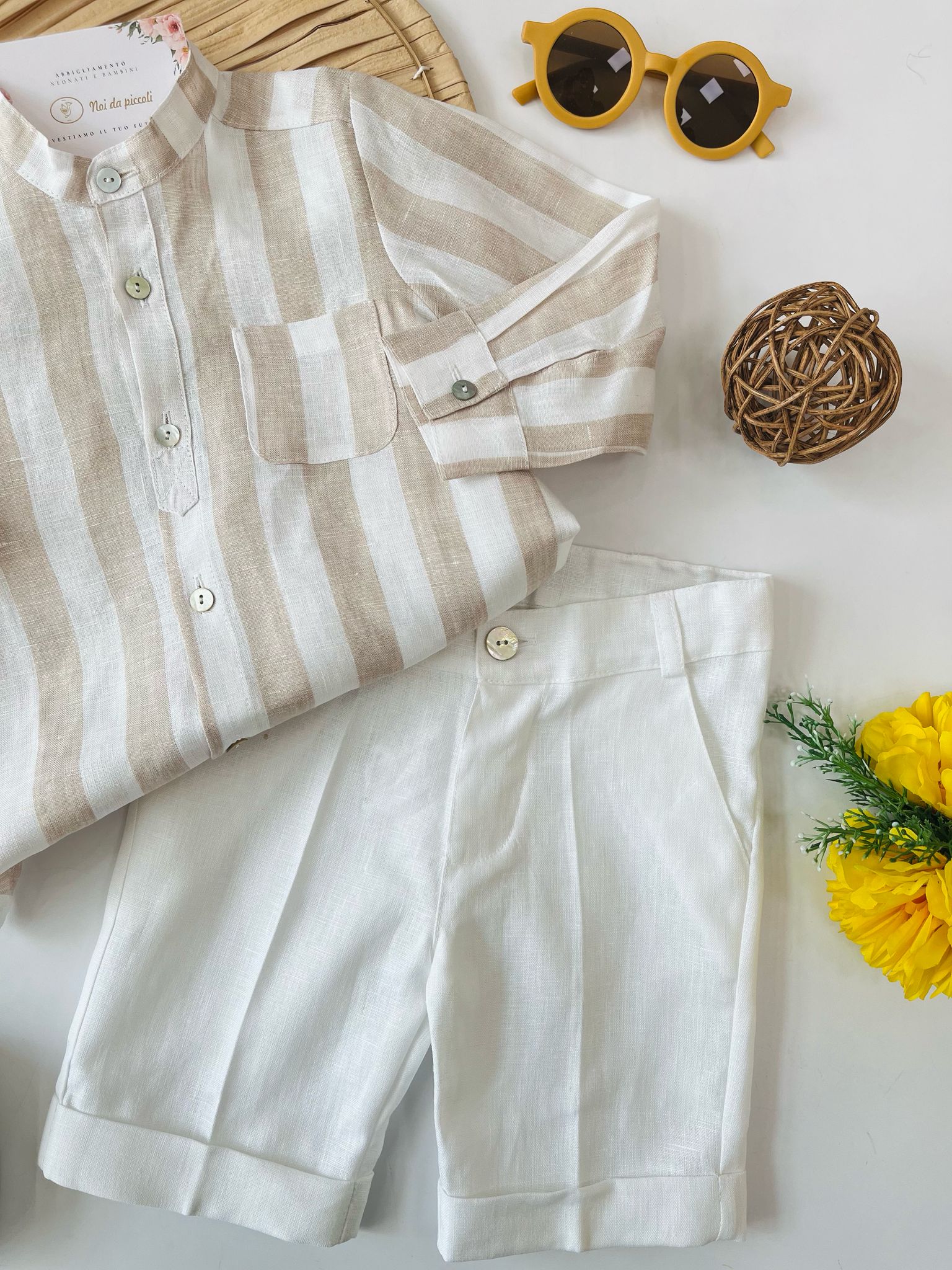 CAMICINA A RIGHE CON BERMADA BIANCO - Noi da piccoli