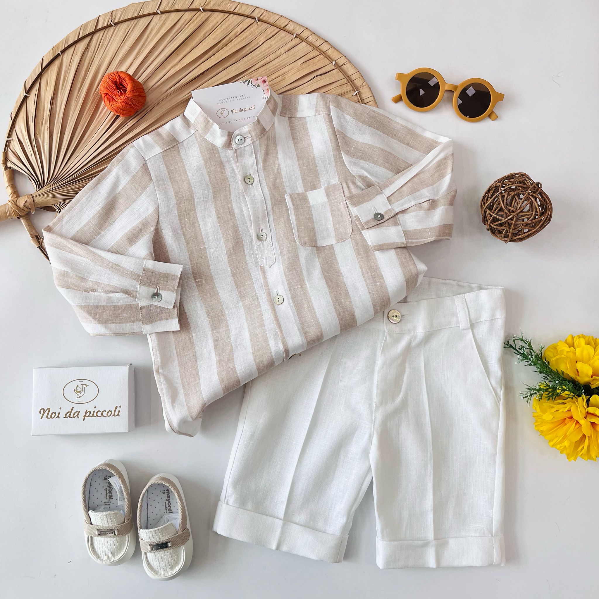 CAMICINA A RIGHE CON BERMADA BIANCO - Noi da piccoli