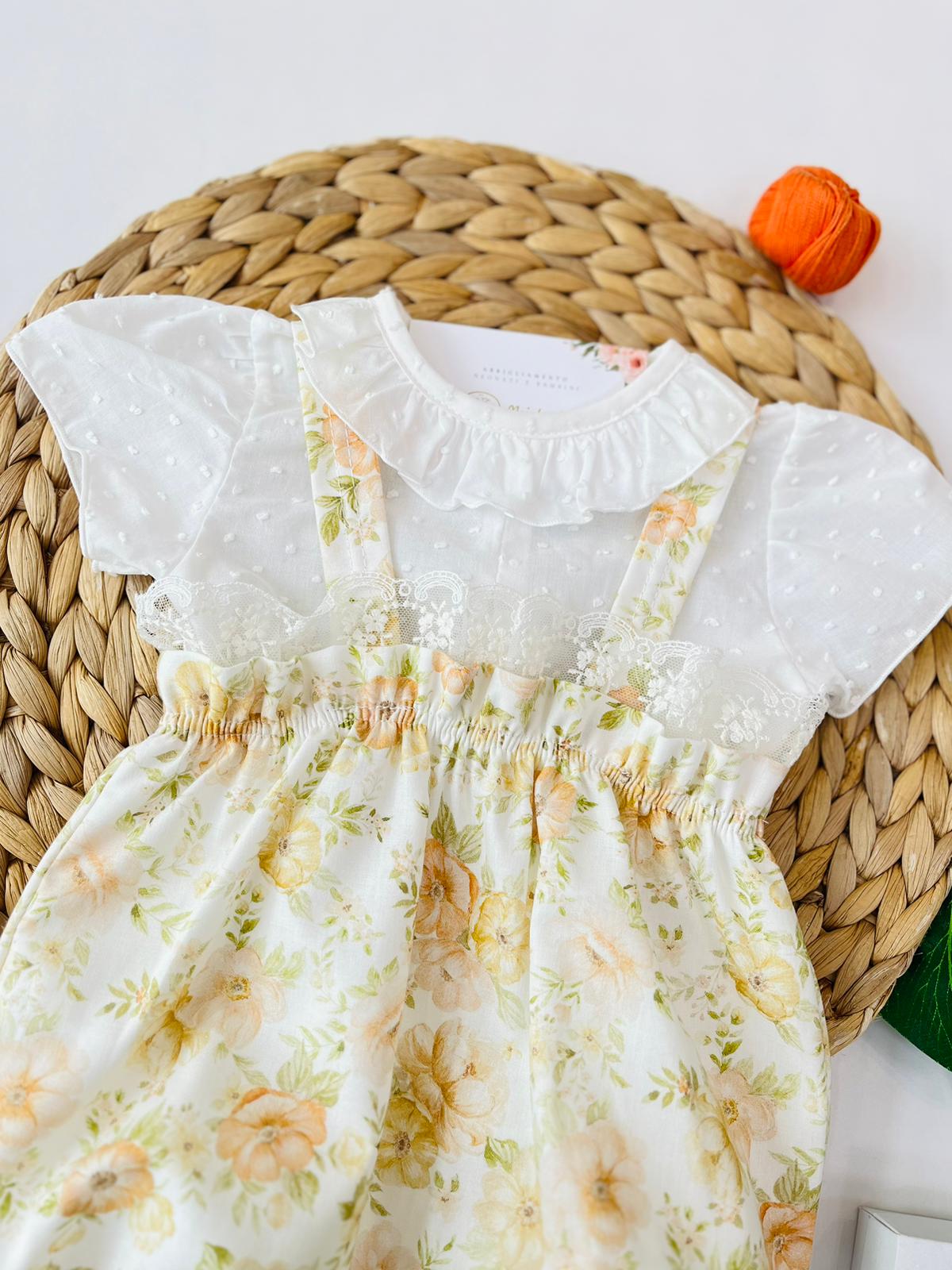 CAMICINA CON SALOPETTE 100 % COTONE BIANCO - Noi da piccoli