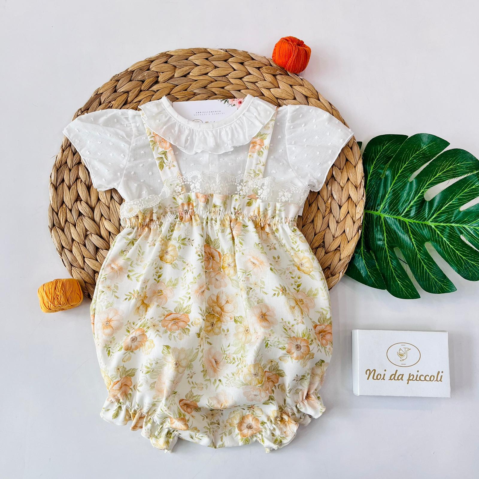 CAMICINA CON SALOPETTE 100 % COTONE BIANCO - Noi da piccoli