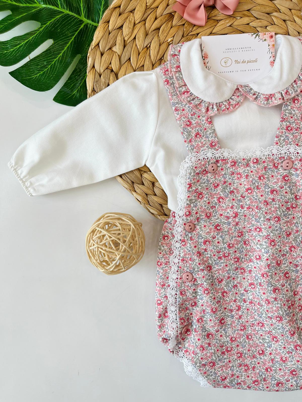 CAMICINA CON SALOPETTE CALDO COTONE ROSA DAISY - Noi da piccoli