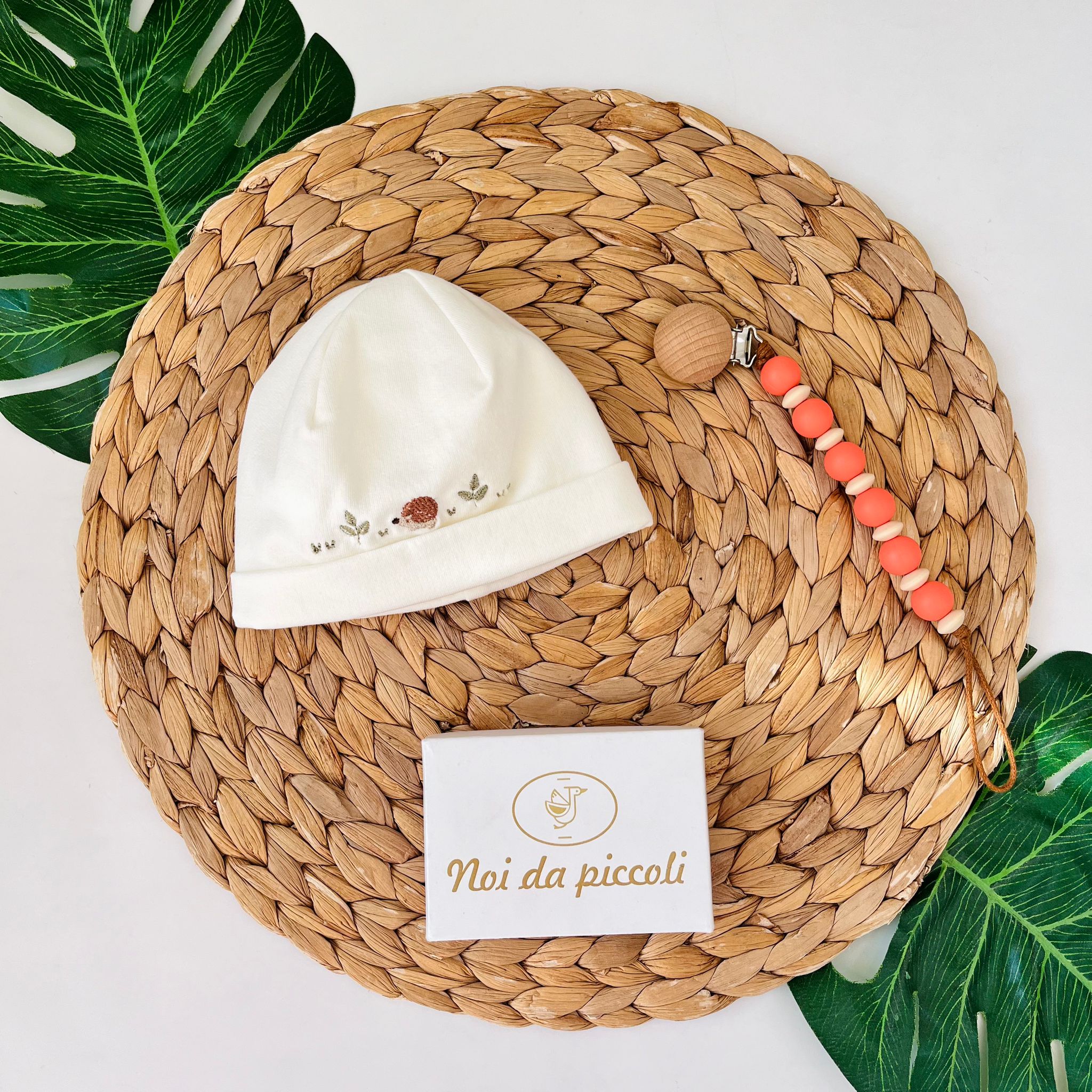 CAPPELLINO ANIMALI DI BOSCO COTONE CALDO PANNA - Noi da piccoli