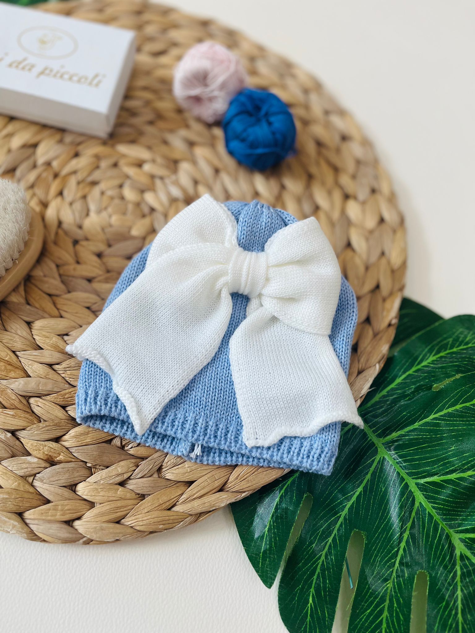 CAPPELLINO FIOCCONE 100% lana merino extrafine SUGAR - Noi da piccoli