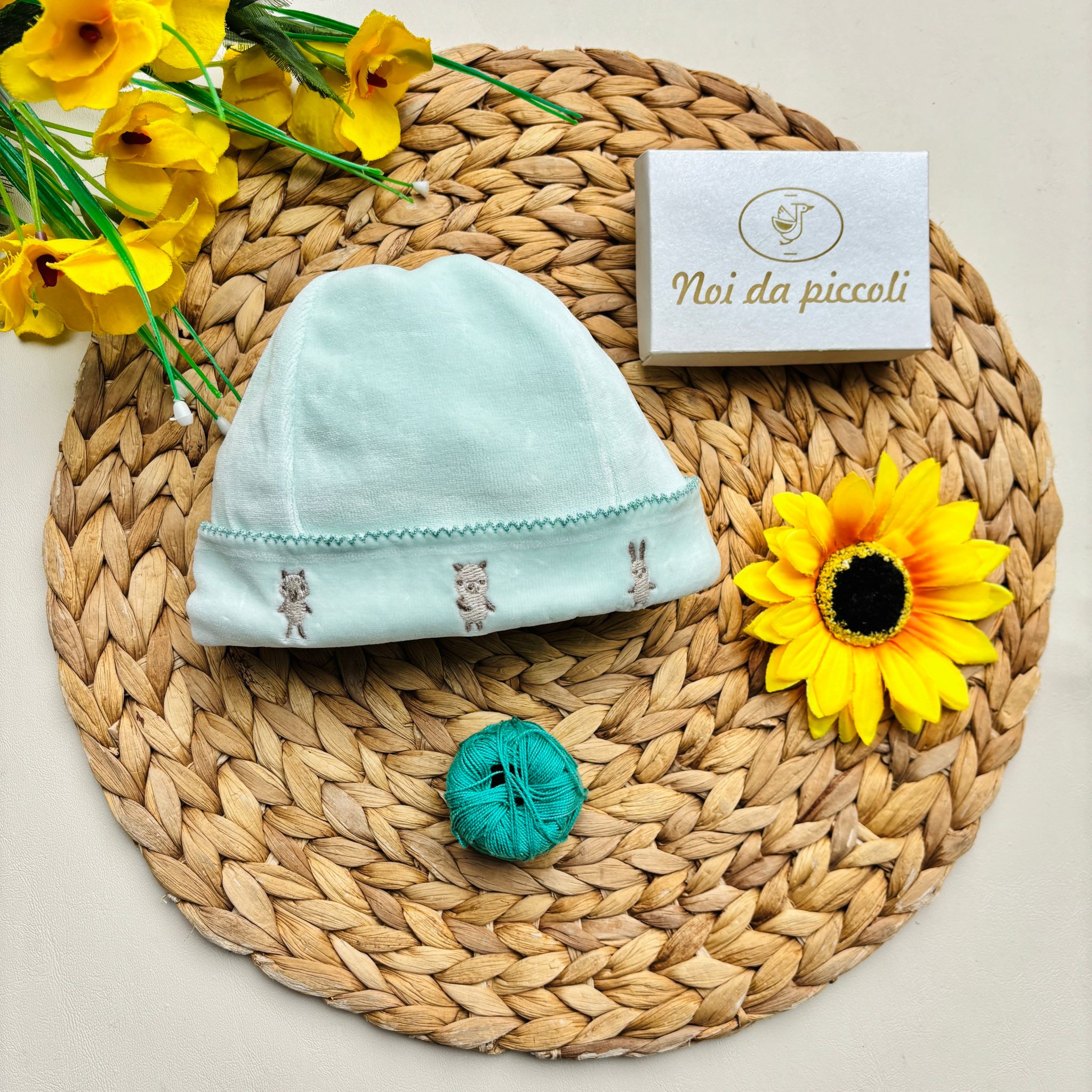 CAPPELLINO IN CINIGLIA VERDE ACQUA - Noi da piccoli