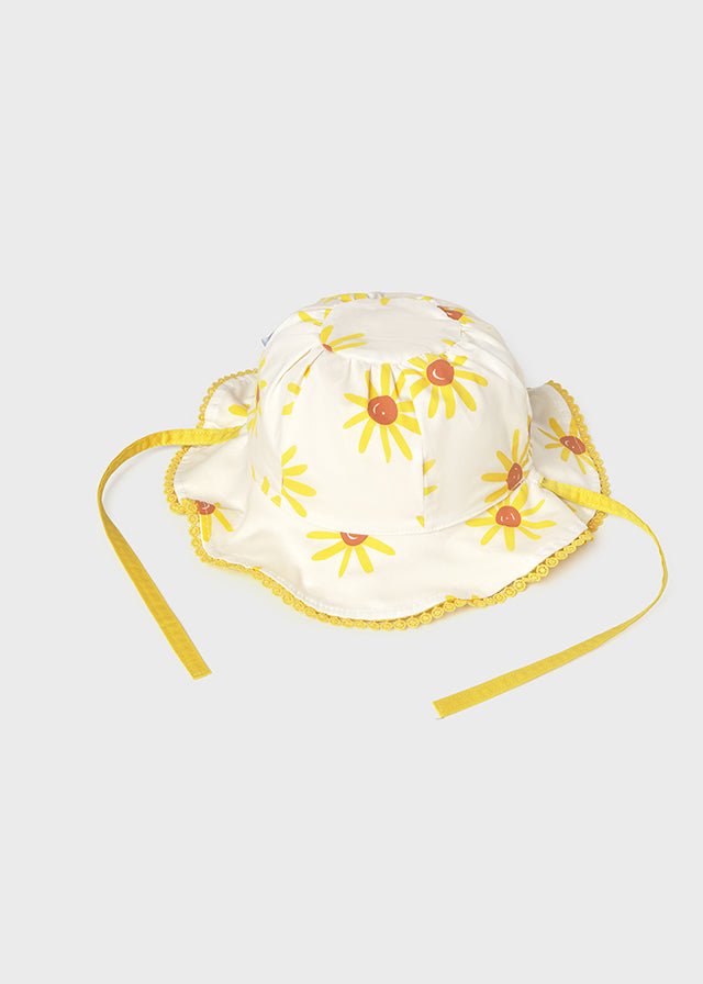 CAPPELLINO IN COTONE CON RICAMI GIALLO - Noi da piccoli