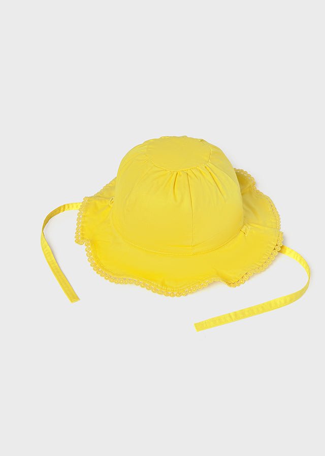 CAPPELLINO IN COTONE CON RICAMI GIALLO - Noi da piccoli