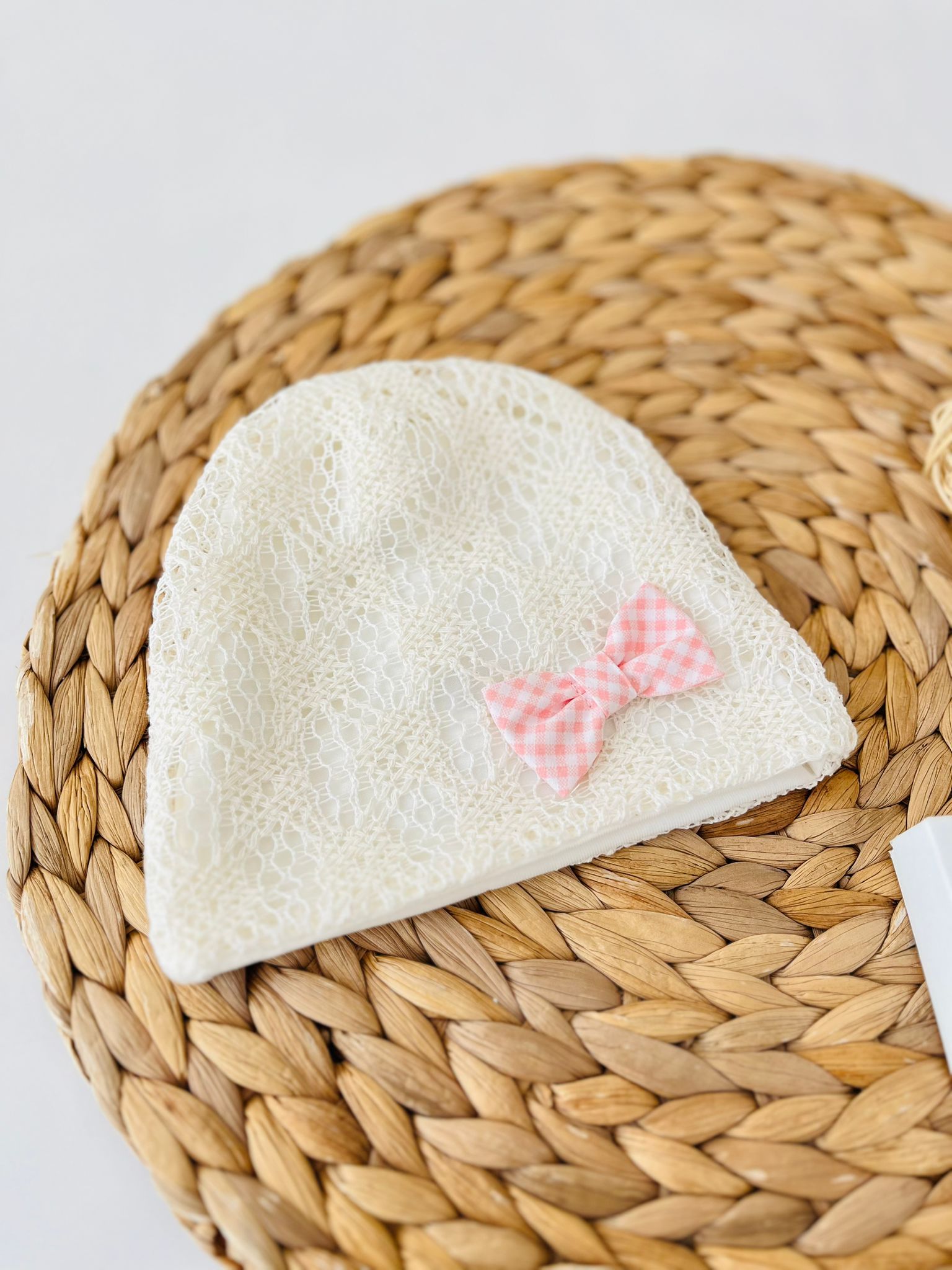 CAPPELLINO MACRAME' 100 % COTONE ROSA - Noi da piccoli