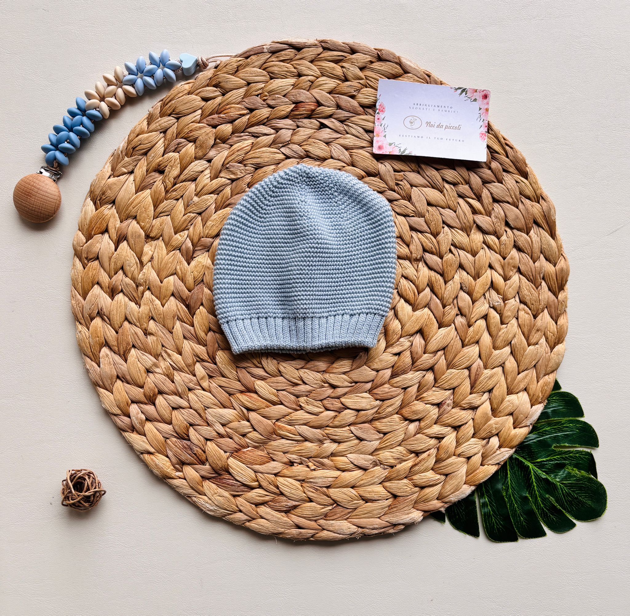 CAPPELLINO NEONATO IN COTONE CIELO - Noi da piccoli