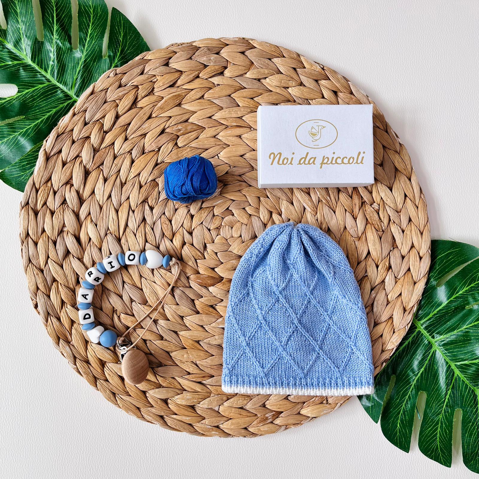 CAPPELLINO ROMBI 100% lana merino extrafine SUGAR - Noi da piccoli