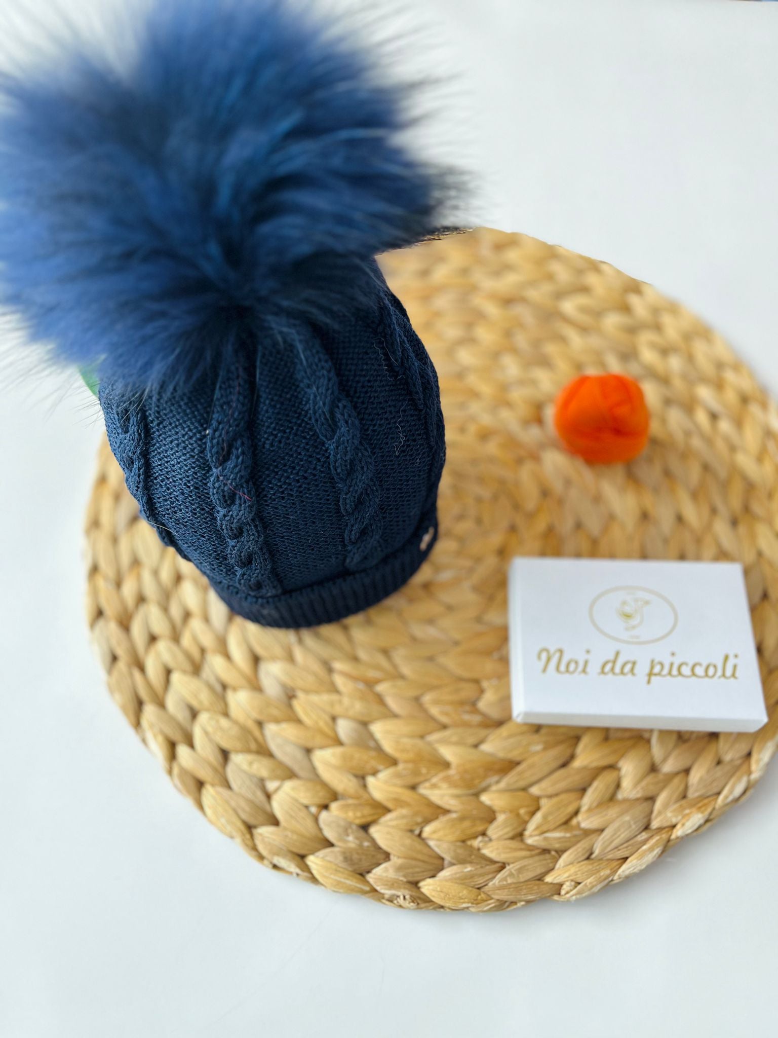 CAPPELLINO TORCHON 1 PON POM MOURMASKY Lana BLU - Noi da piccoli