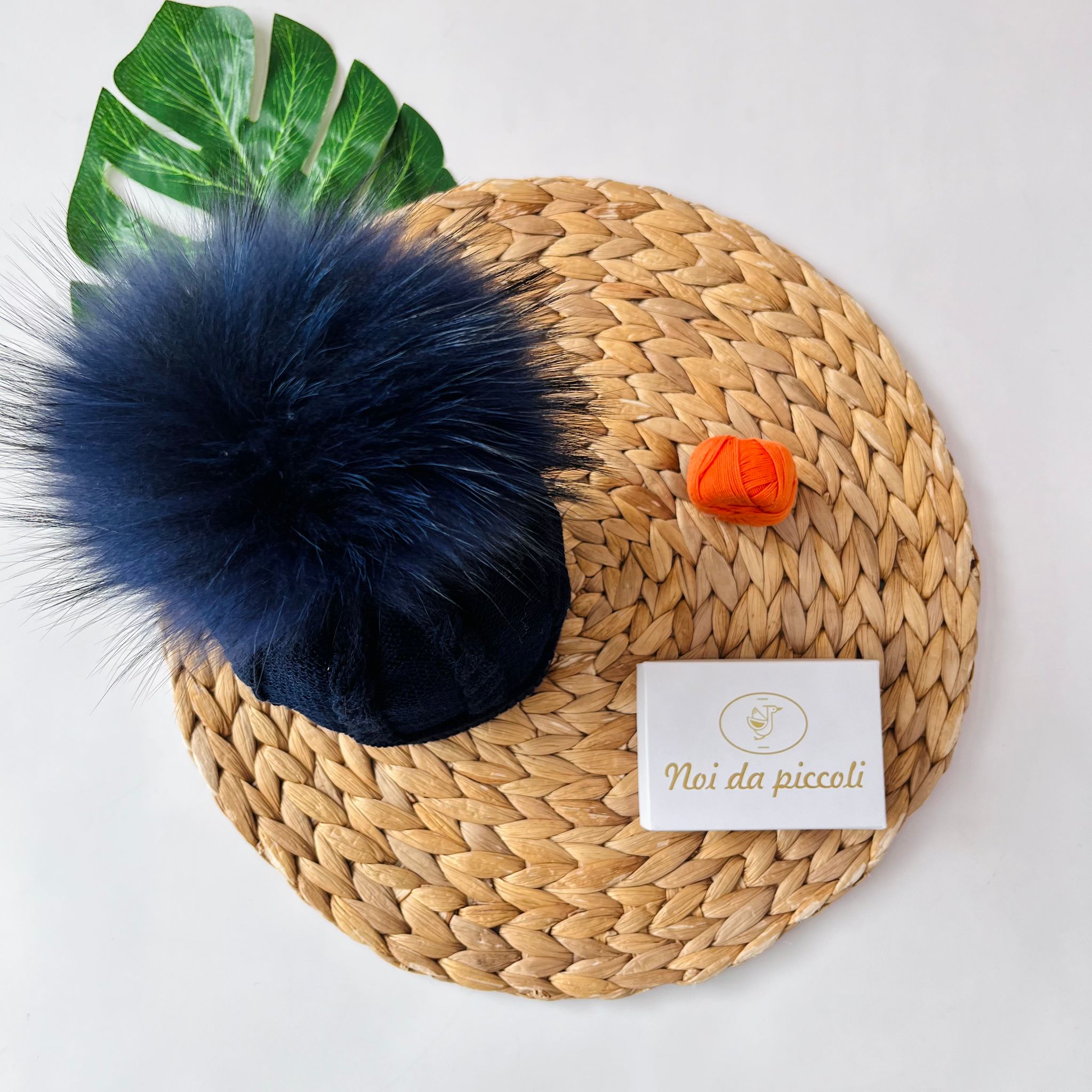 CAPPELLINO TORCHON 1 PON POM MOURMASKY Lana BLU - Noi da piccoli